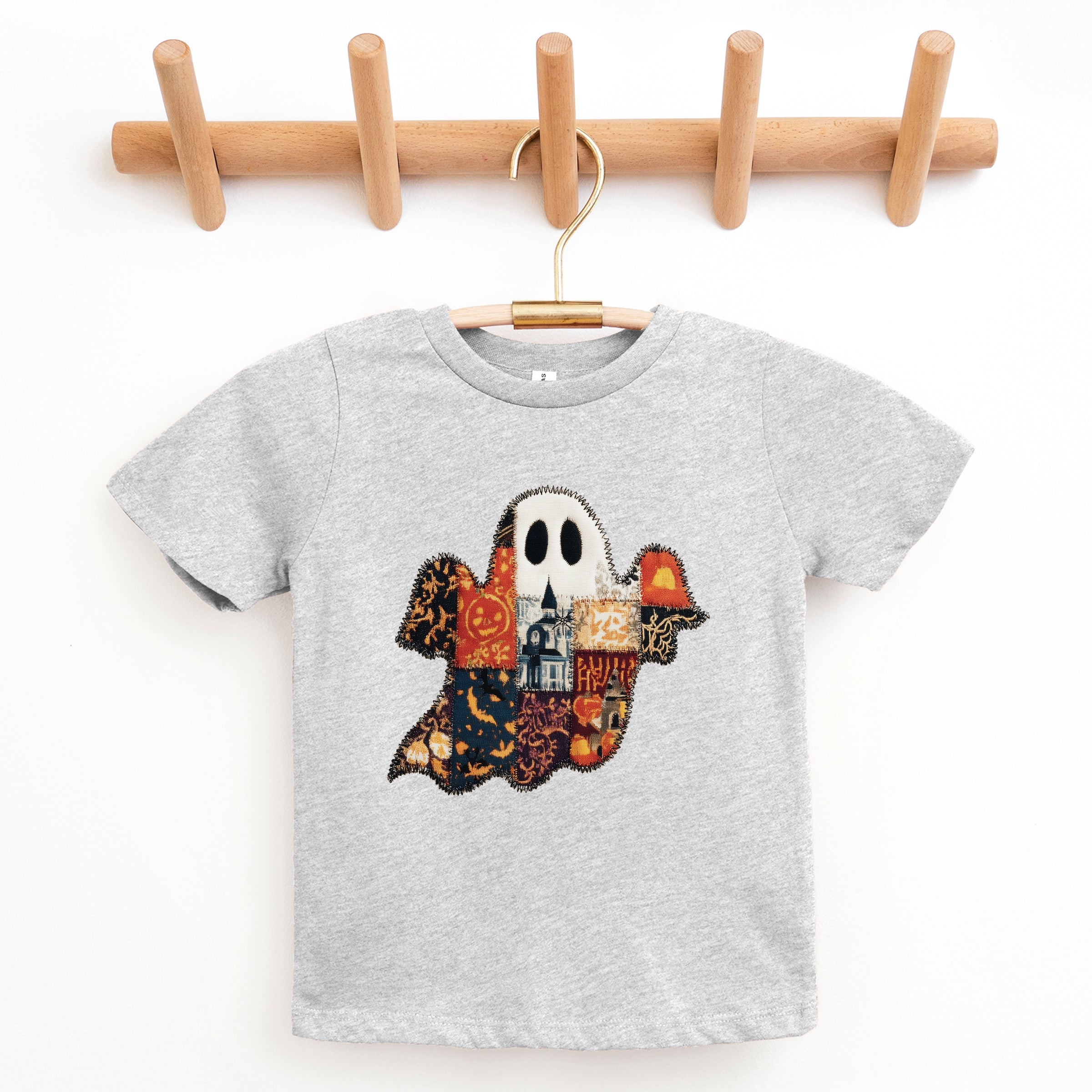 Patchwork Ghost Printed - Youth Short Sleeve Graphic T-Shirt and Toddler Short Sleeve Graphic T-Shirt