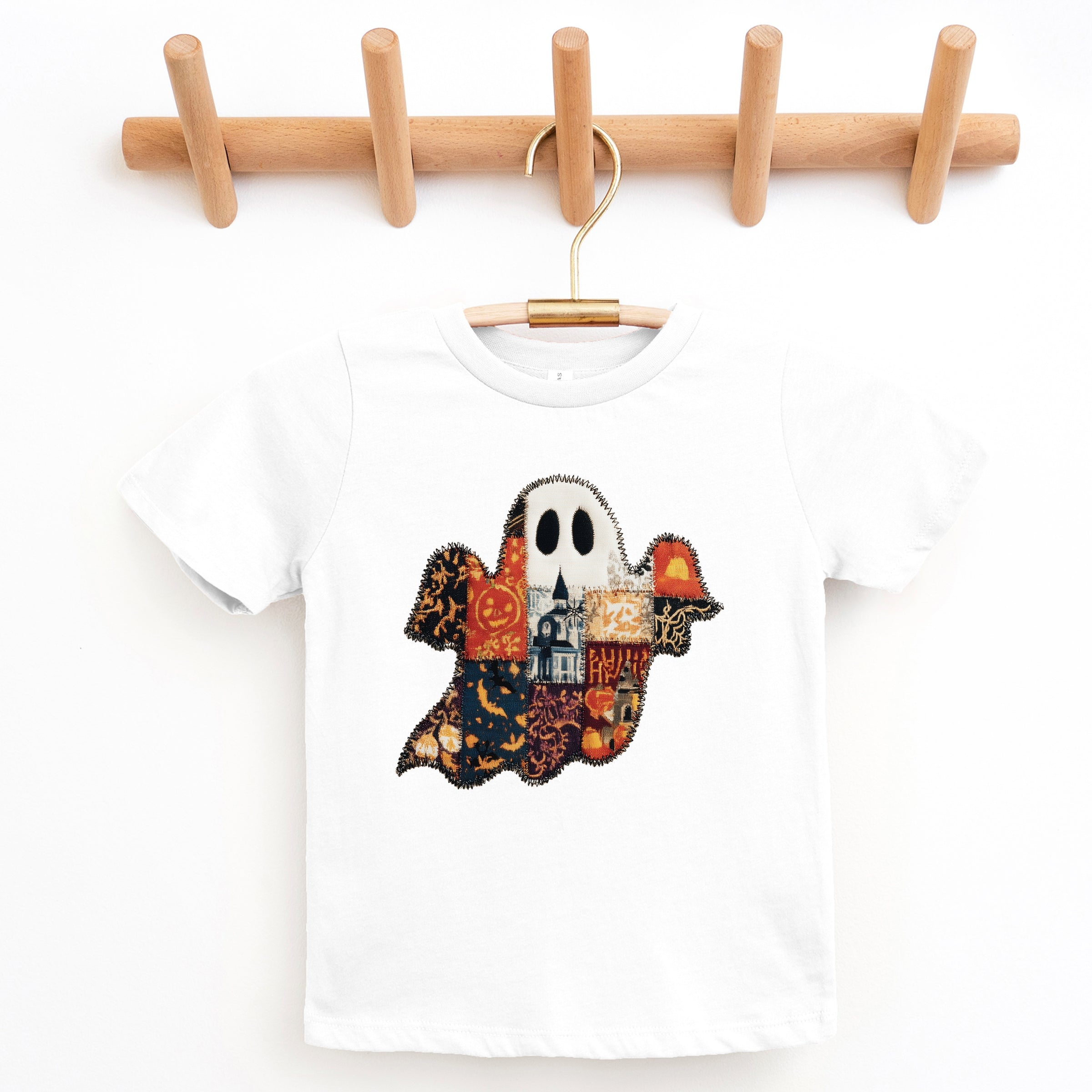 Patchwork Ghost Printed - Youth Short Sleeve Graphic T-Shirt and Toddler Short Sleeve Graphic T-Shirt