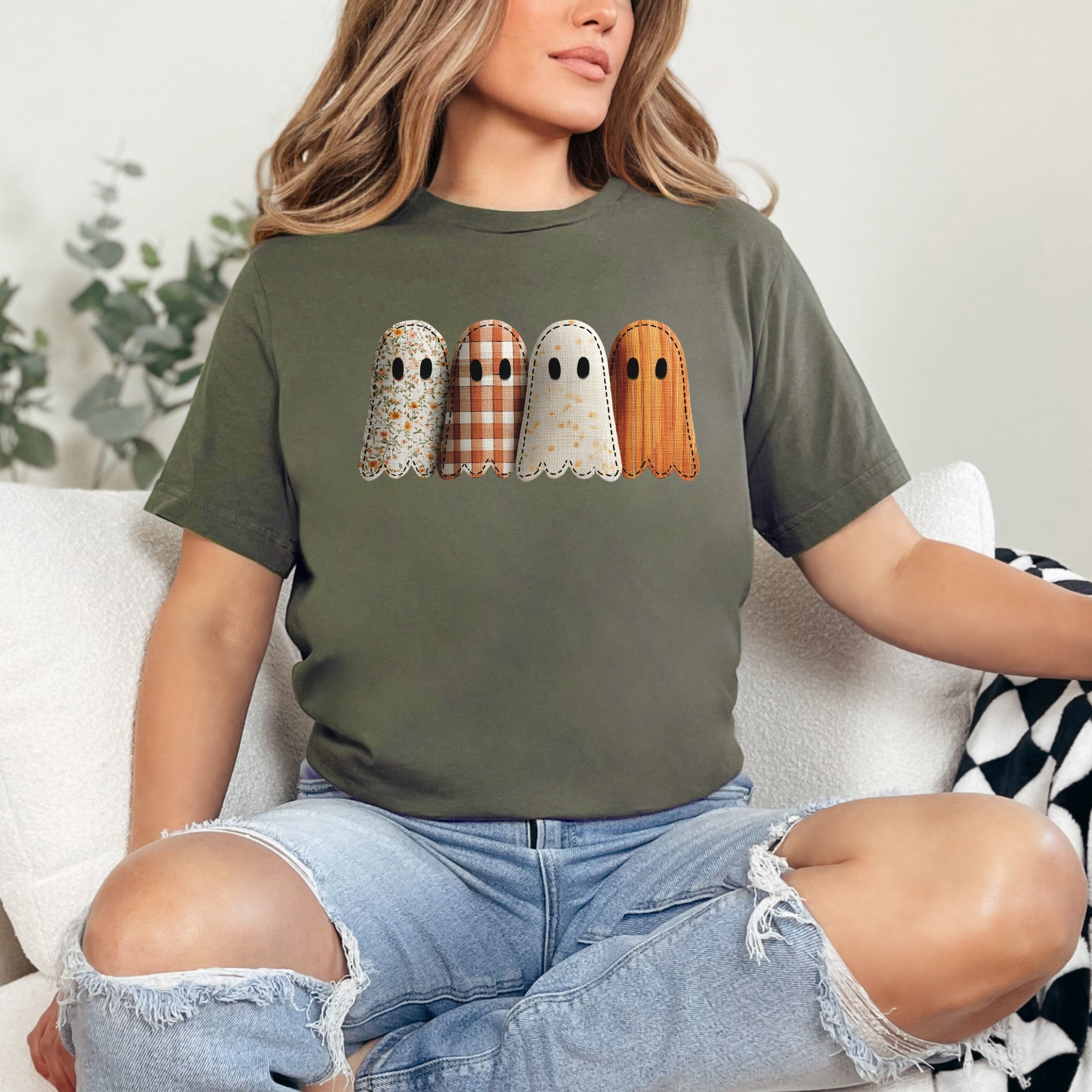 Four Ghosts Shadow Quilted Printed - Womens Short Sleeve Tee