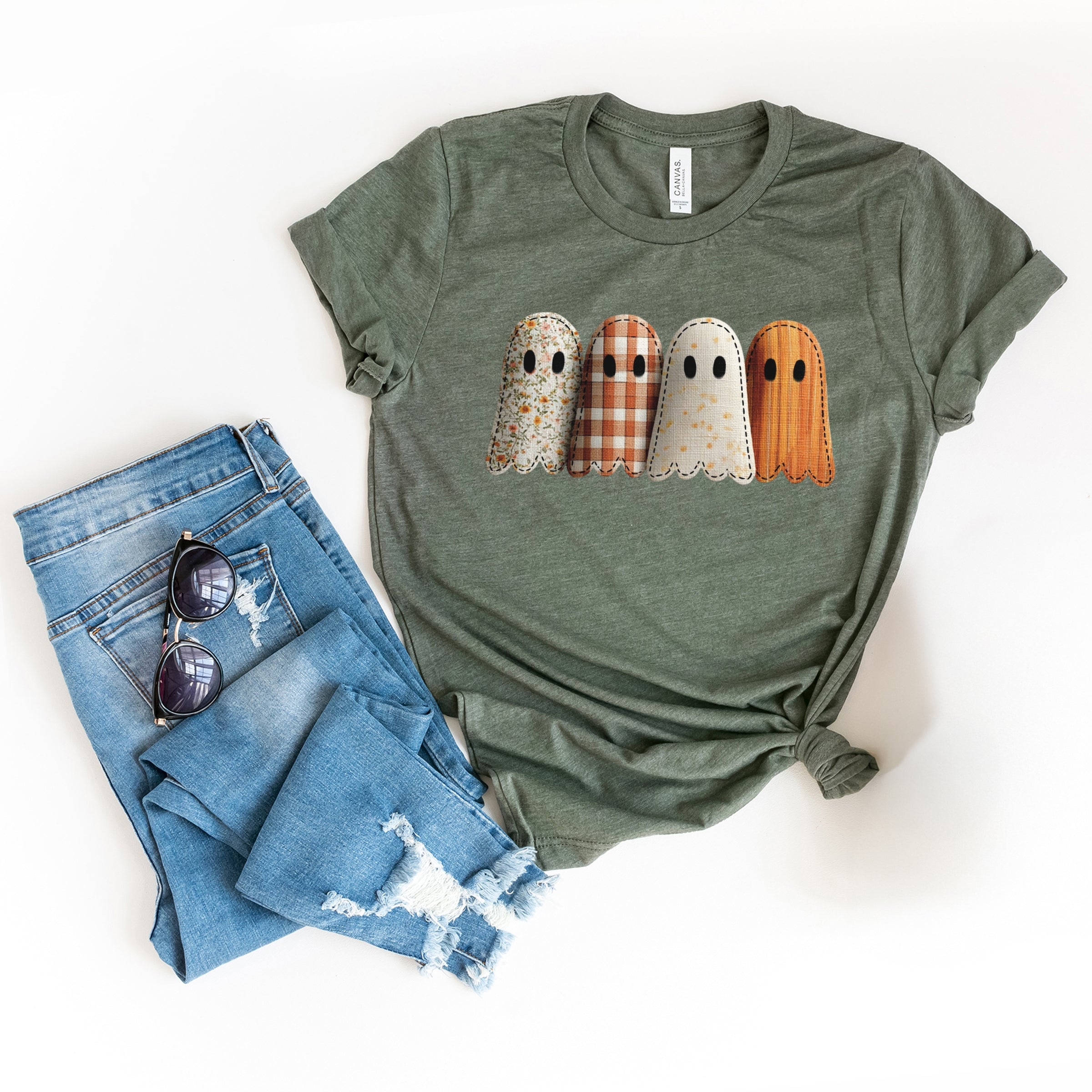 Four Ghosts Shadow Quilted Printed - Womens Short Sleeve Tee