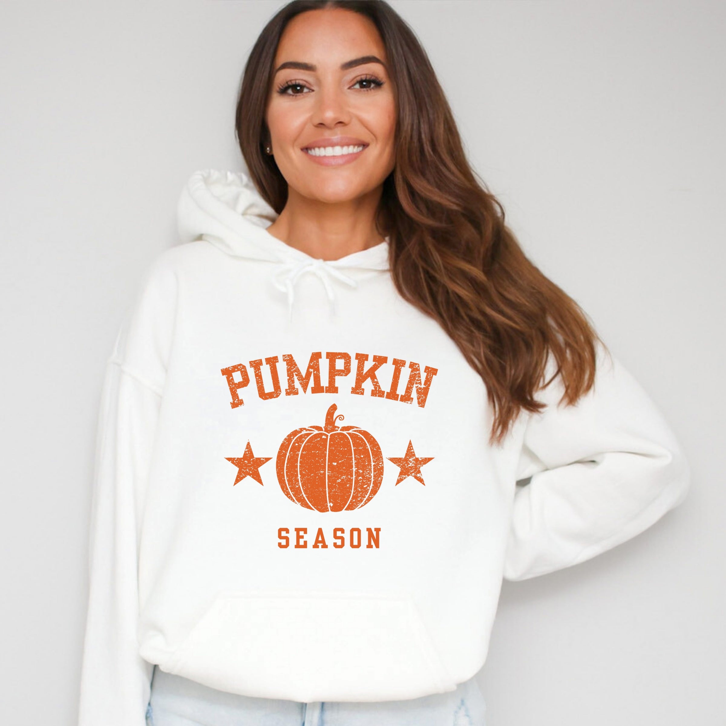 Pumpkin Season Star Distressed - Womens Hoodie
