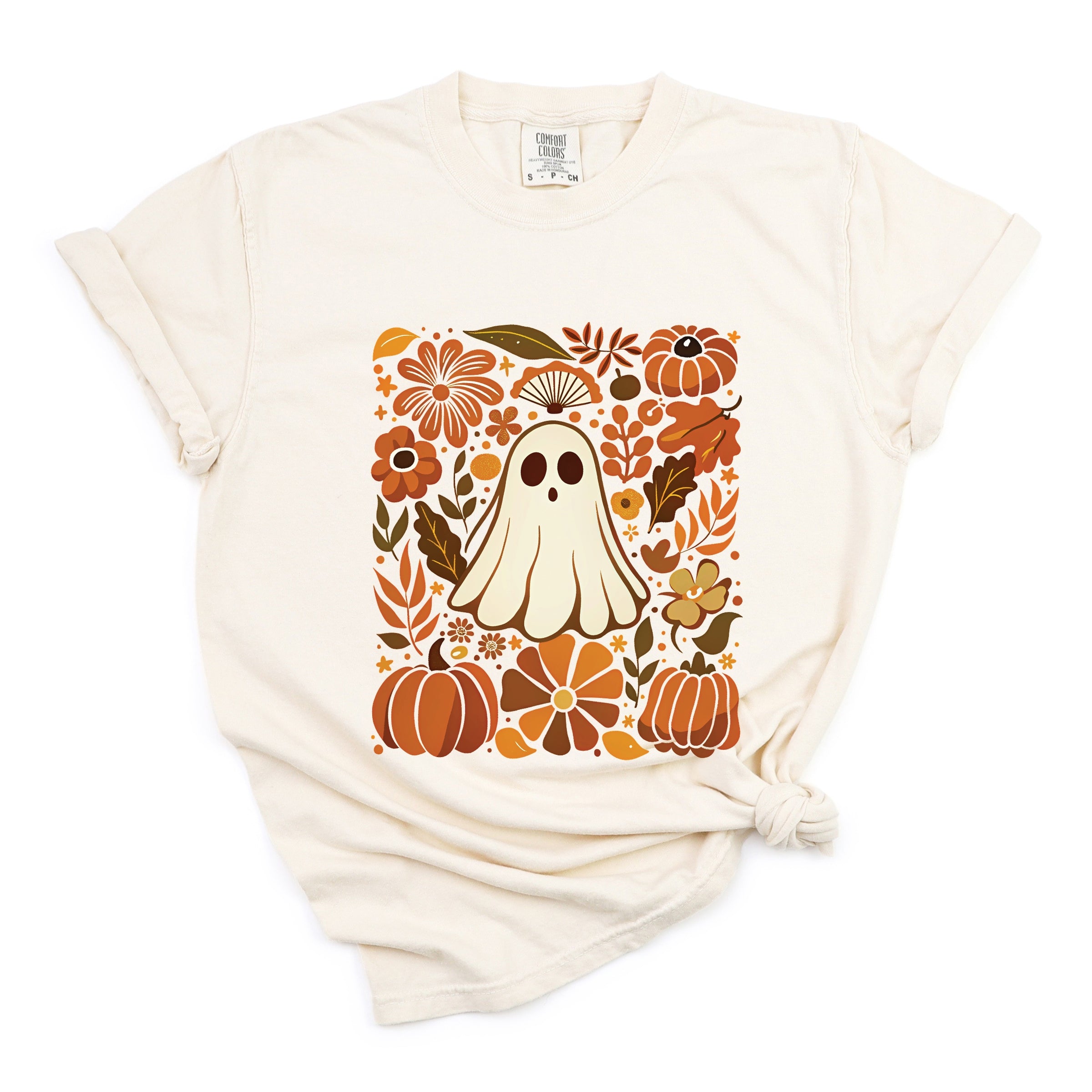 Ghost Floral Collage - Womens Garment Dyed Tee