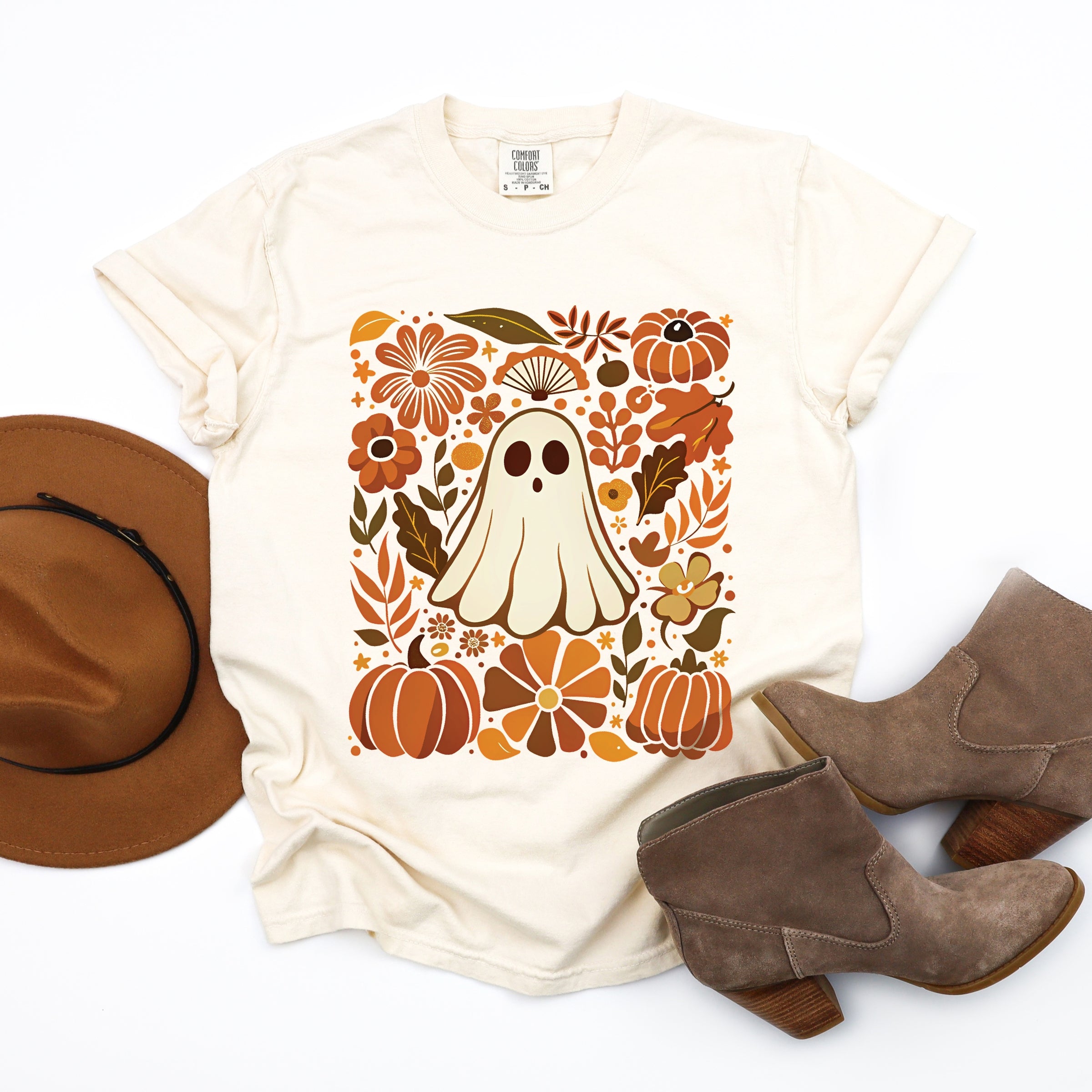 Ghost Floral Collage - Womens Garment Dyed Tee
