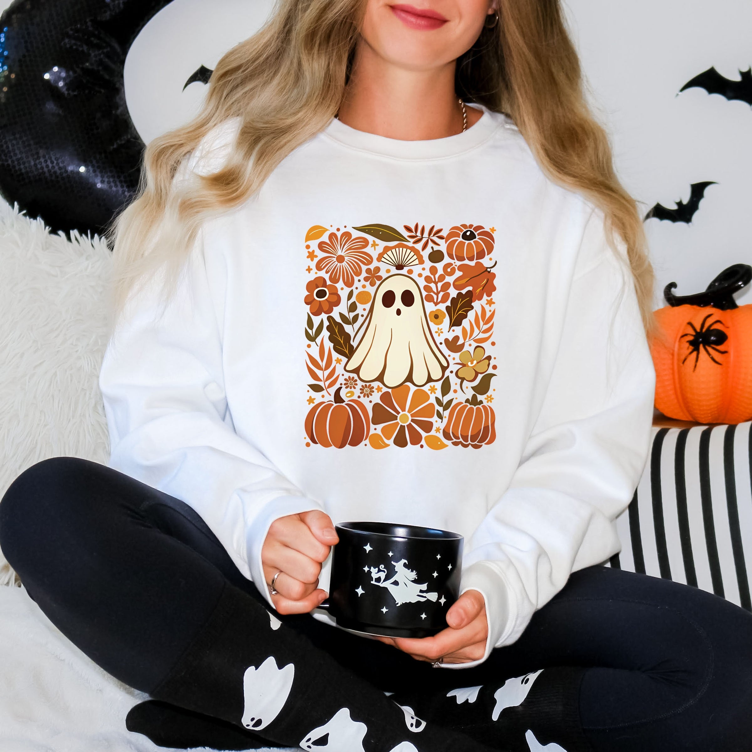 Ghost Floral Collage -  Womens Sweatshirt