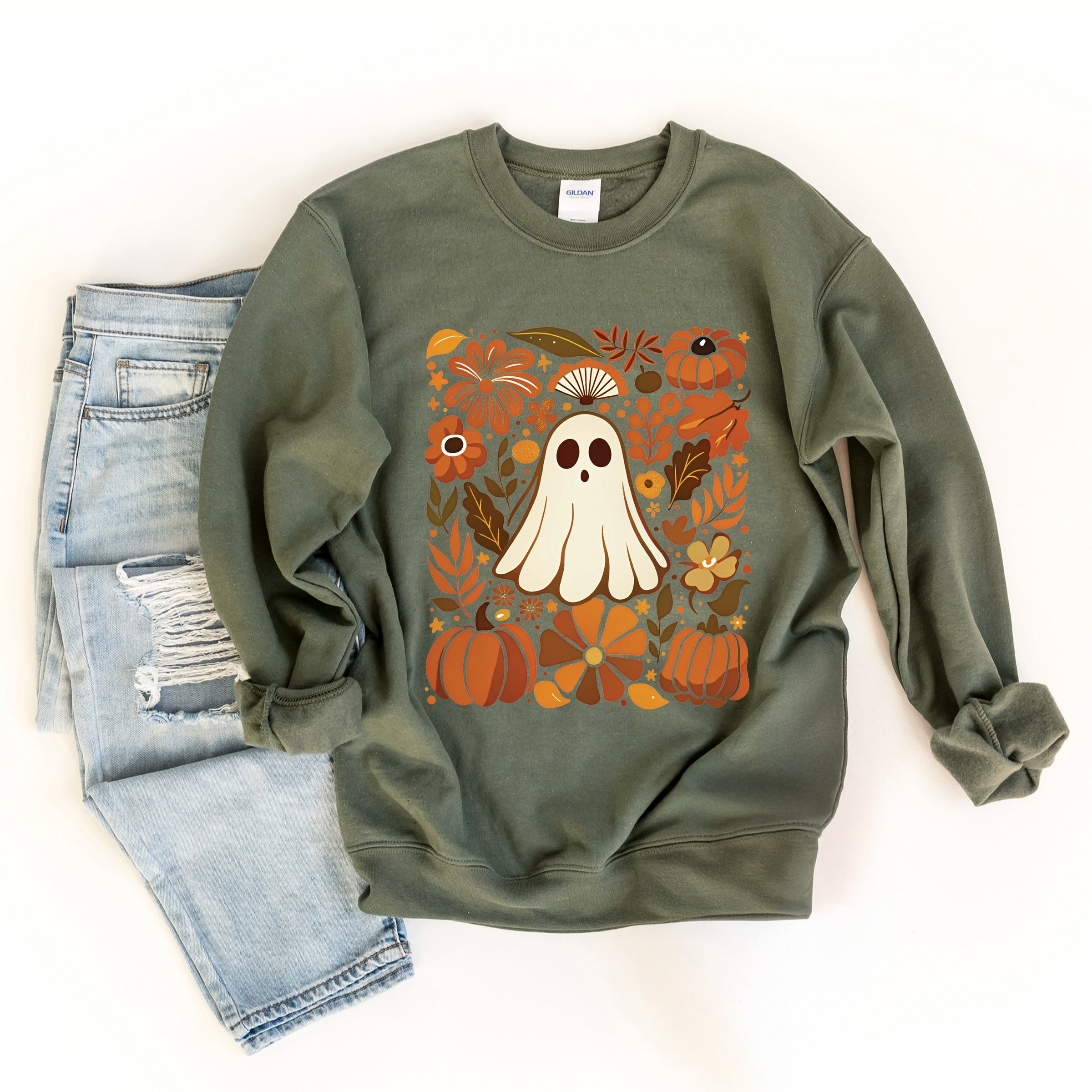 Ghost Floral Collage -  Womens Sweatshirt