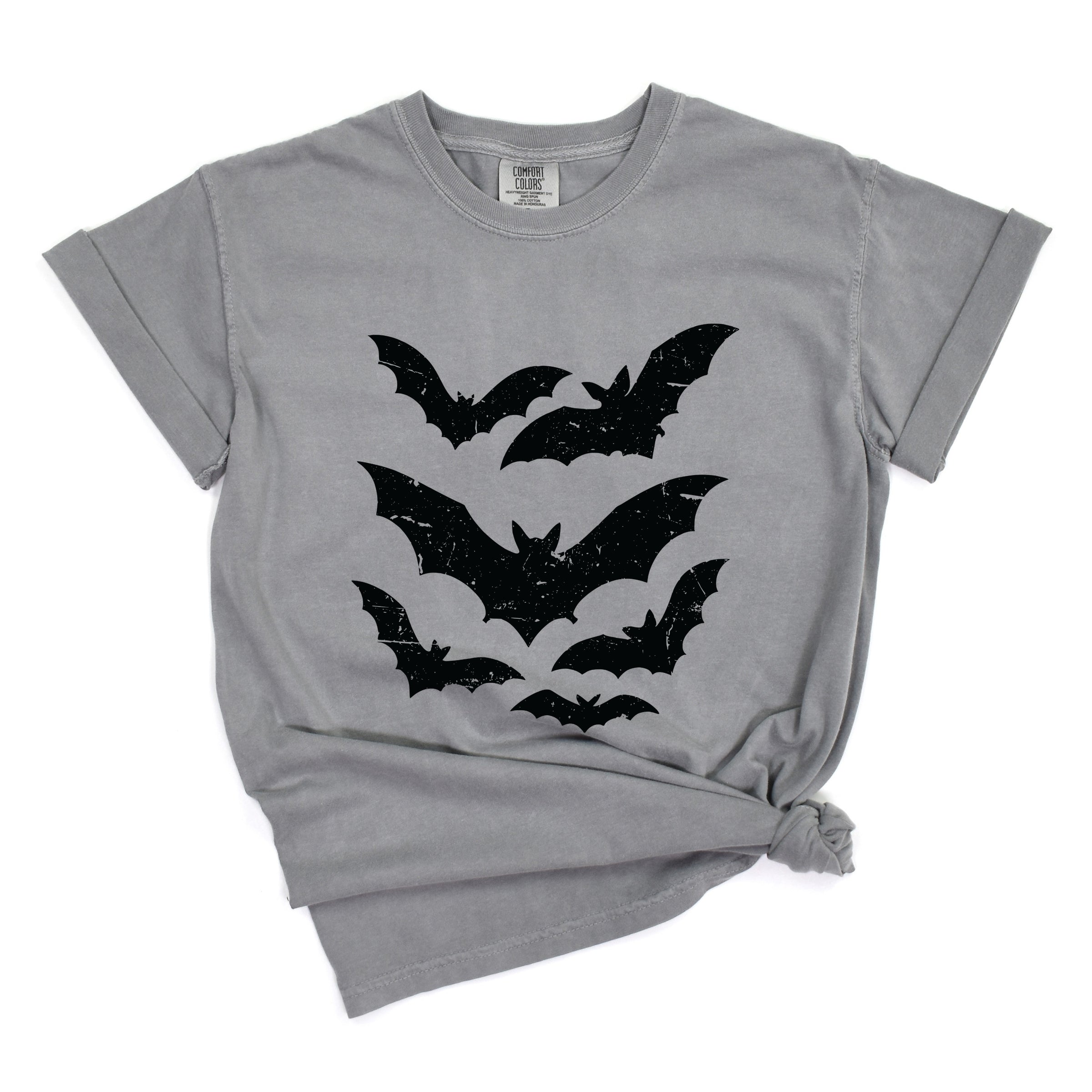 Halloween Bats Distressed - Womens Garment Dyed Tee