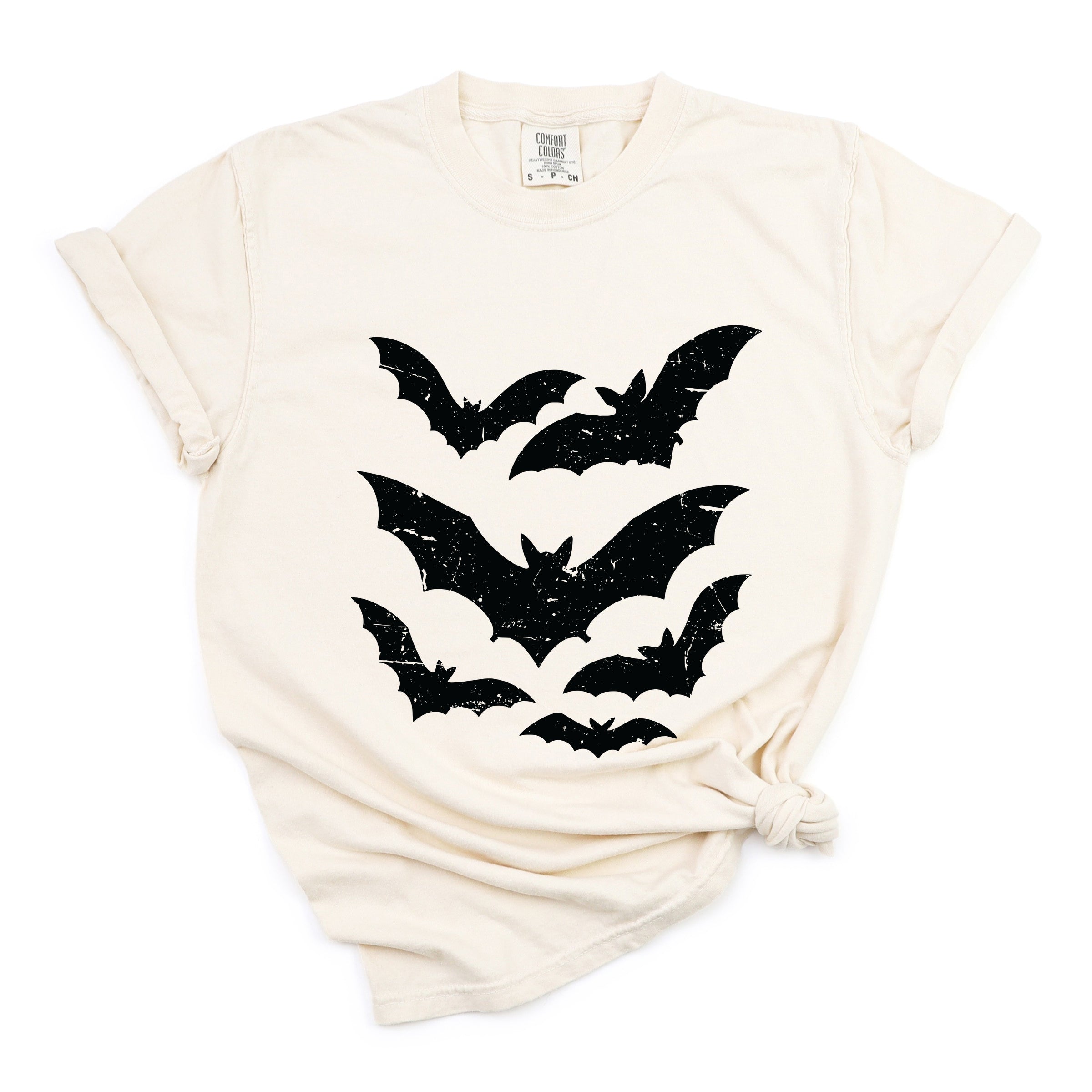 Halloween Bats Distressed - Womens Garment Dyed Tee