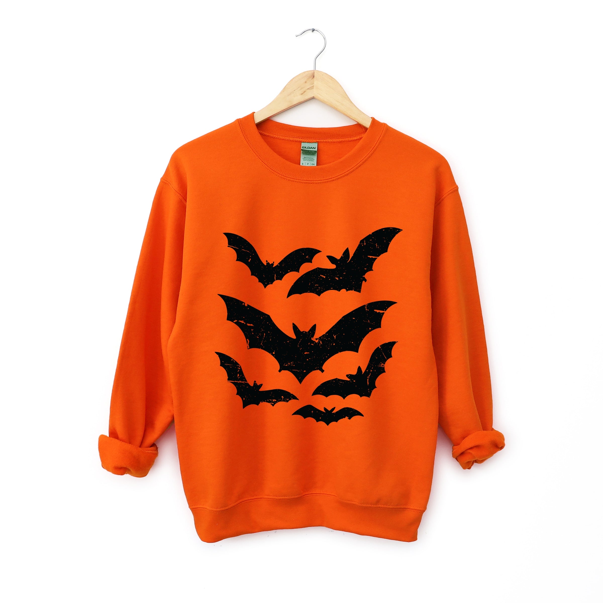 Halloween Bats Distressed -  Womens Sweatshirt