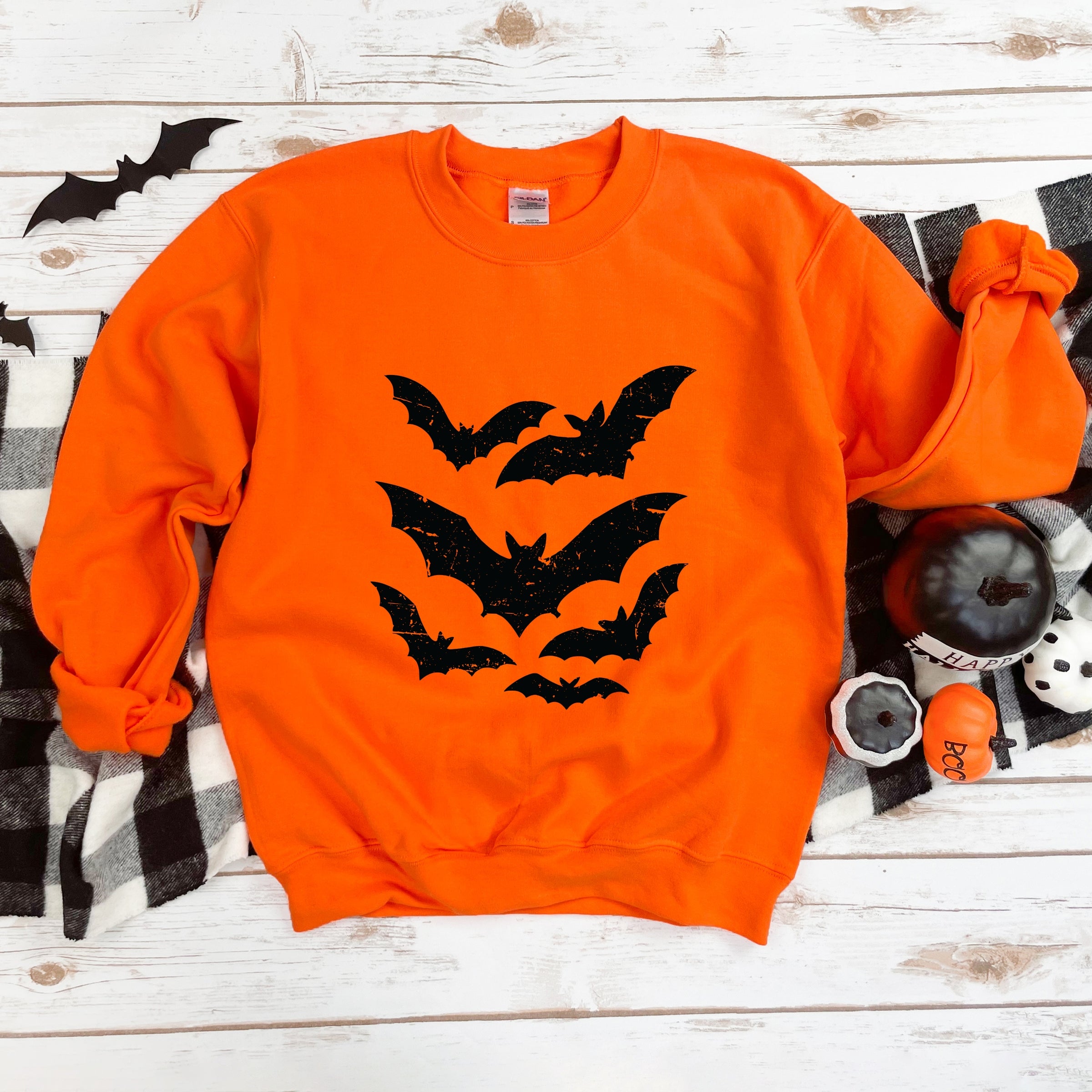 Halloween Bats Distressed -  Womens Sweatshirt