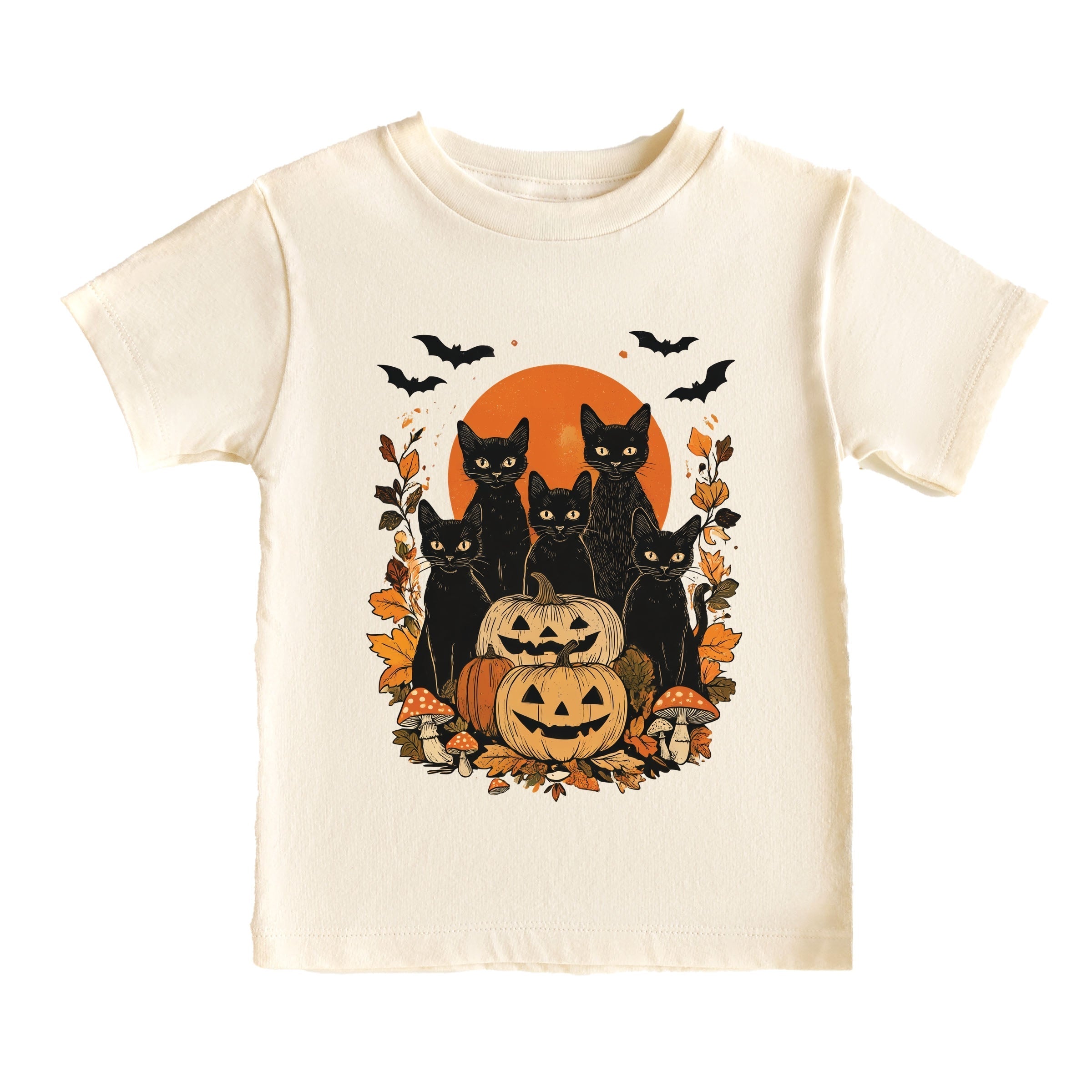 Black Cats Pumpkin Vintage - Toddler Short Sleeve Graphic T-Shirt and Youth Short Sleeve Graphic T-Shirt