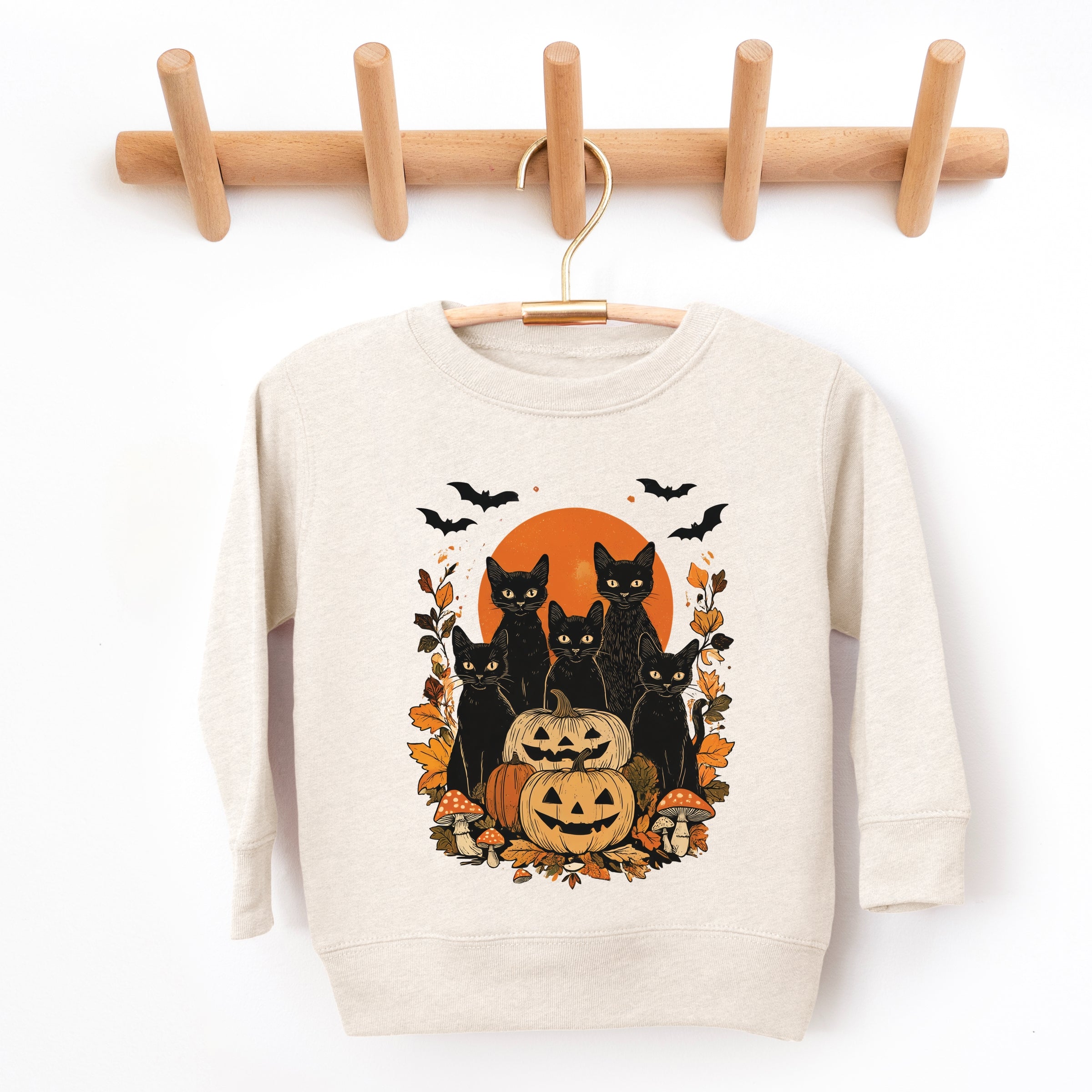 Black Cats Pumpkin Vintage - Toddler Graphic Sweatshirt and Youth Graphic Sweatshirt