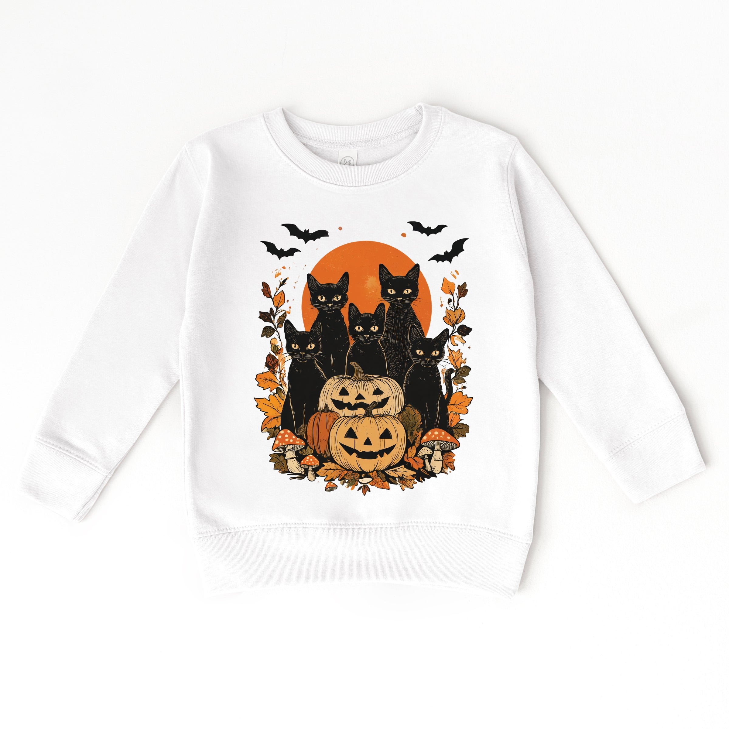 Black Cats Pumpkin Vintage - Toddler Graphic Sweatshirt and Youth Graphic Sweatshirt