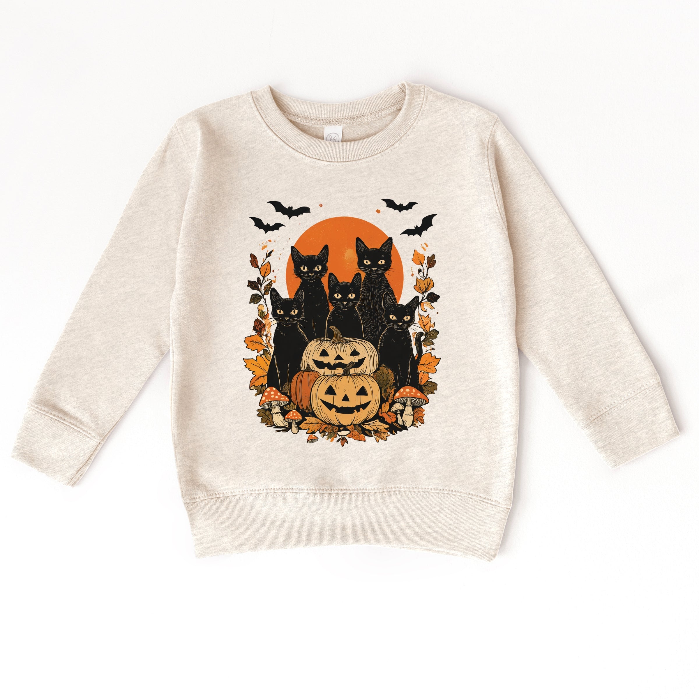 Black Cats Pumpkin Vintage - Toddler Graphic Sweatshirt and Youth Graphic Sweatshirt