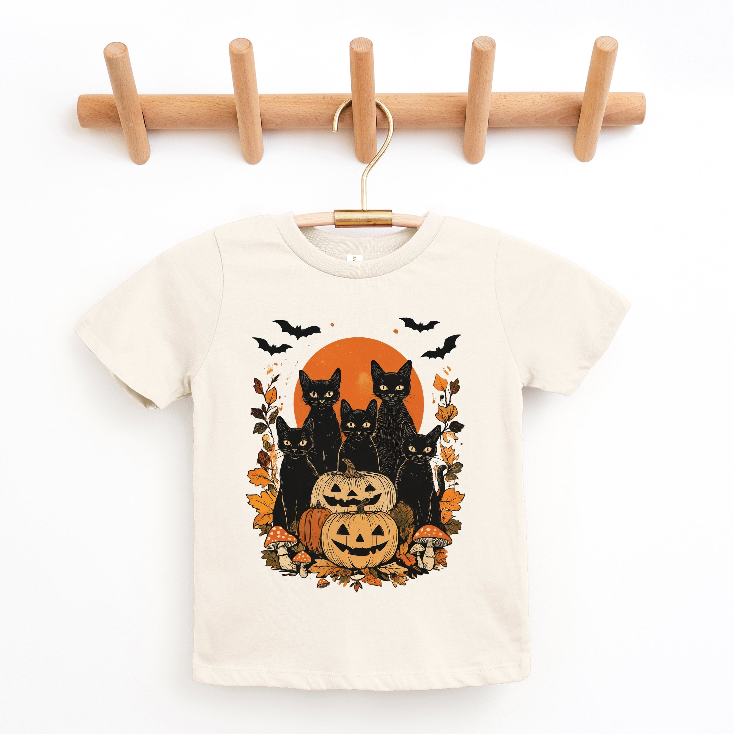 Black Cats Pumpkin Vintage - Toddler Short Sleeve Graphic T-Shirt and Youth Short Sleeve Graphic T-Shirt