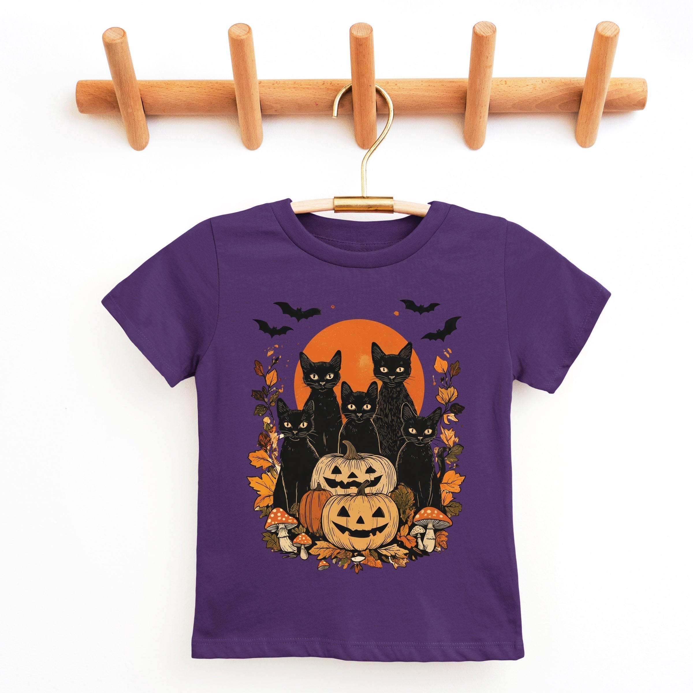 Black Cats Pumpkin Vintage - Toddler Short Sleeve Graphic T-Shirt and Youth Short Sleeve Graphic T-Shirt