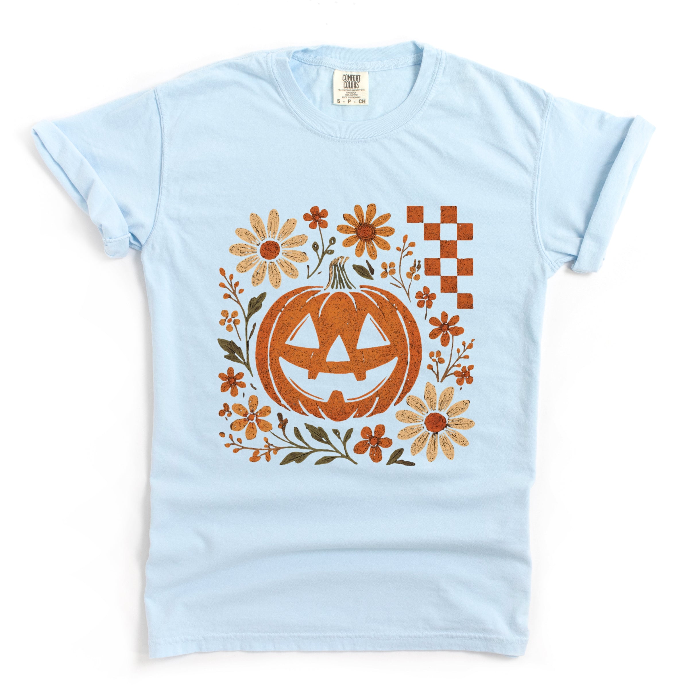 Pumpkin Floral Grunge - Garment Dyed Tee