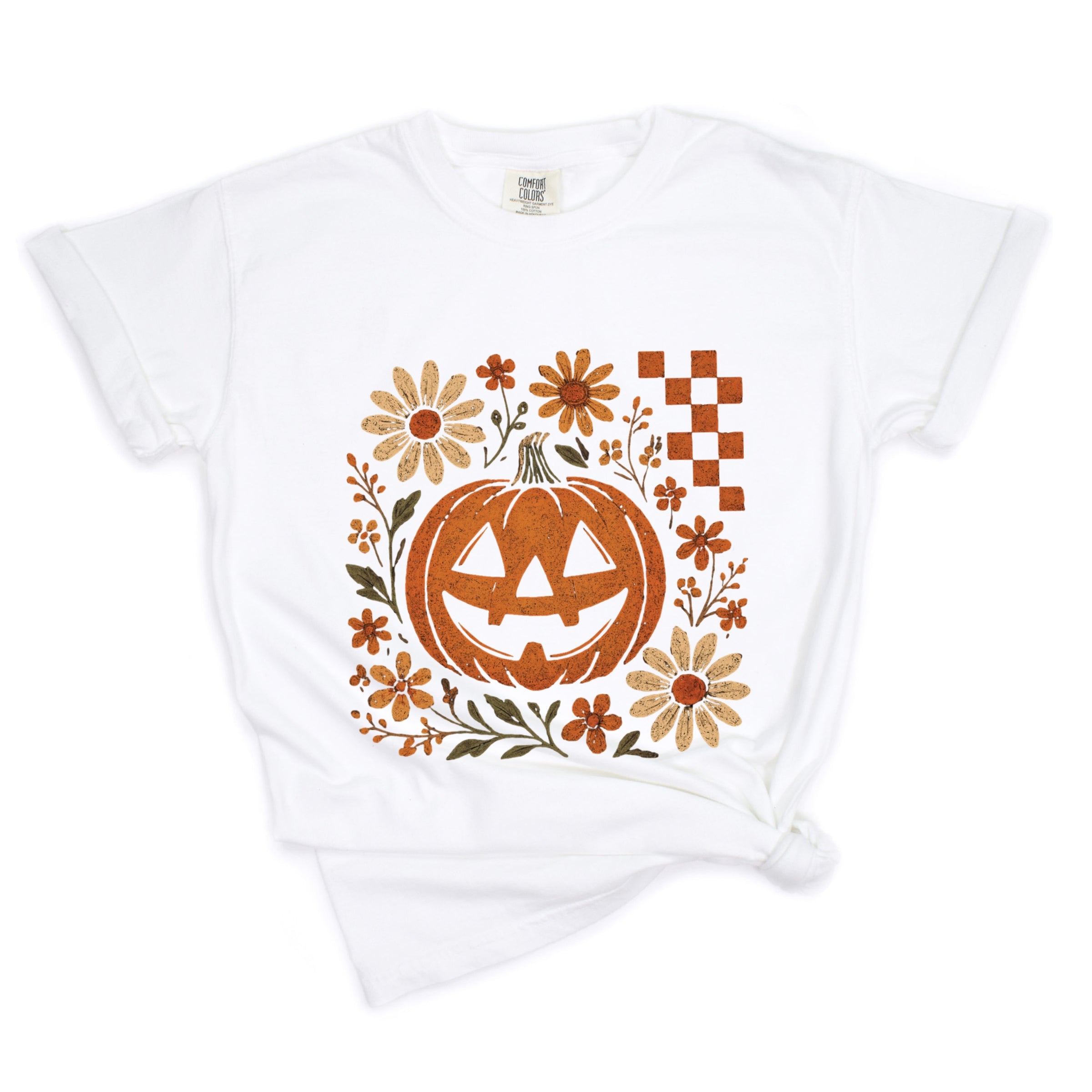 Pumpkin Floral Grunge - Garment Dyed Tee