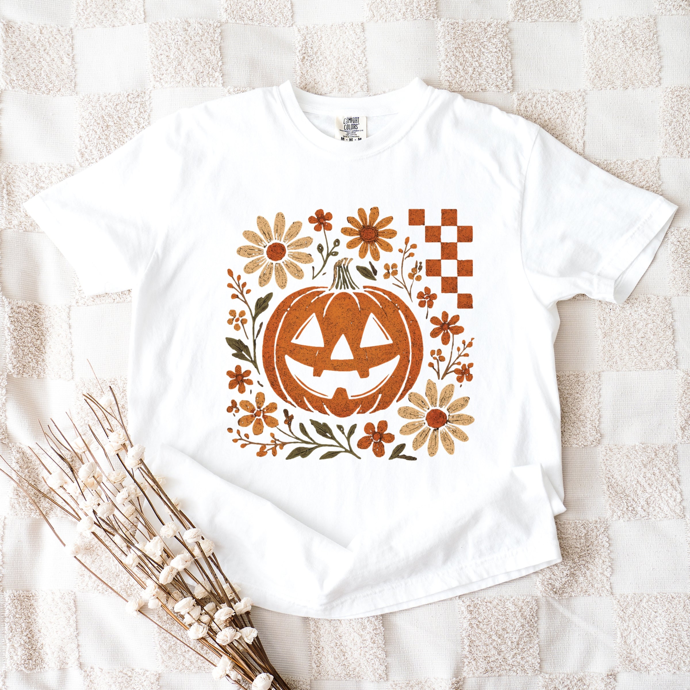 Pumpkin Floral Grunge - Garment Dyed Tee