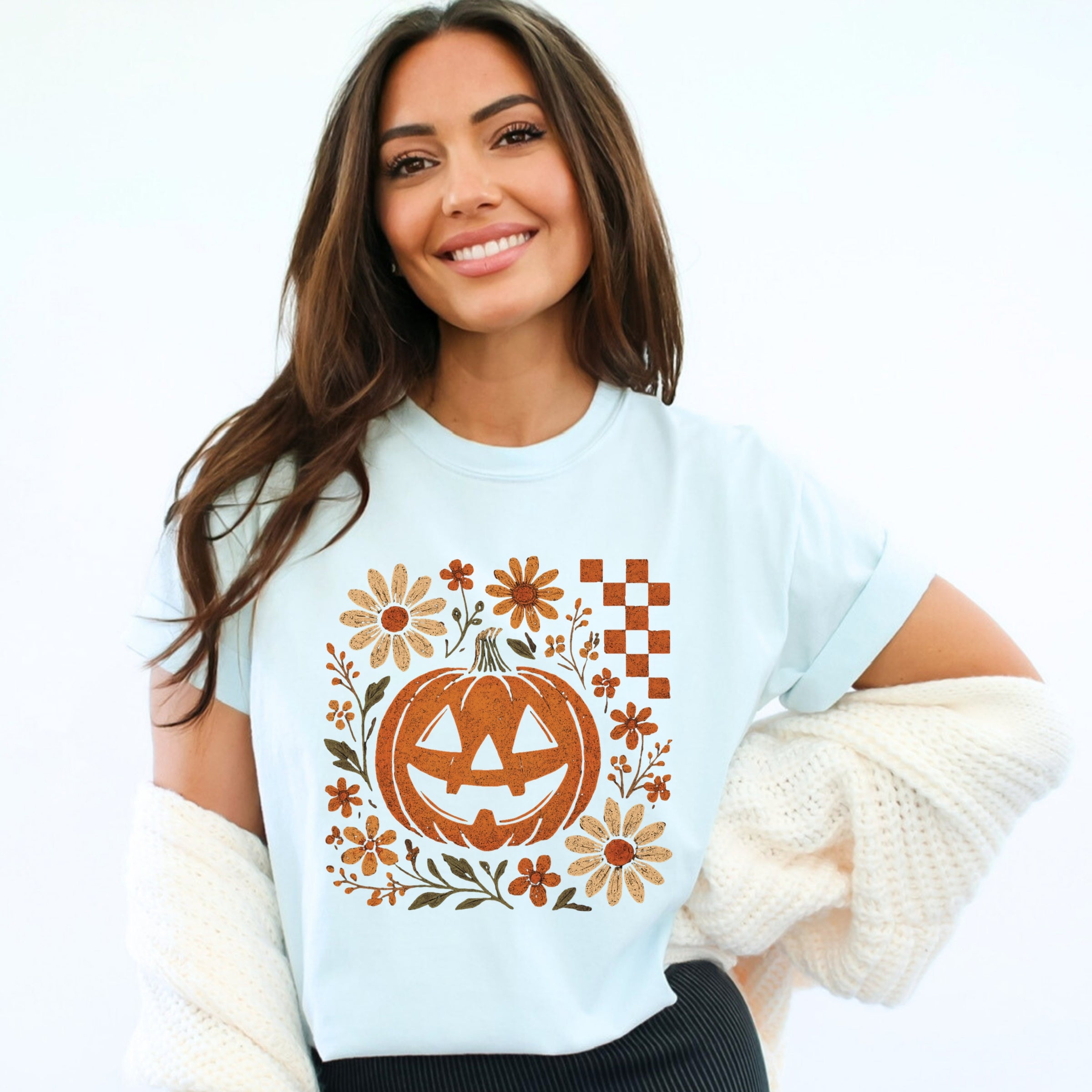 Pumpkin Floral Grunge - Garment Dyed Tee