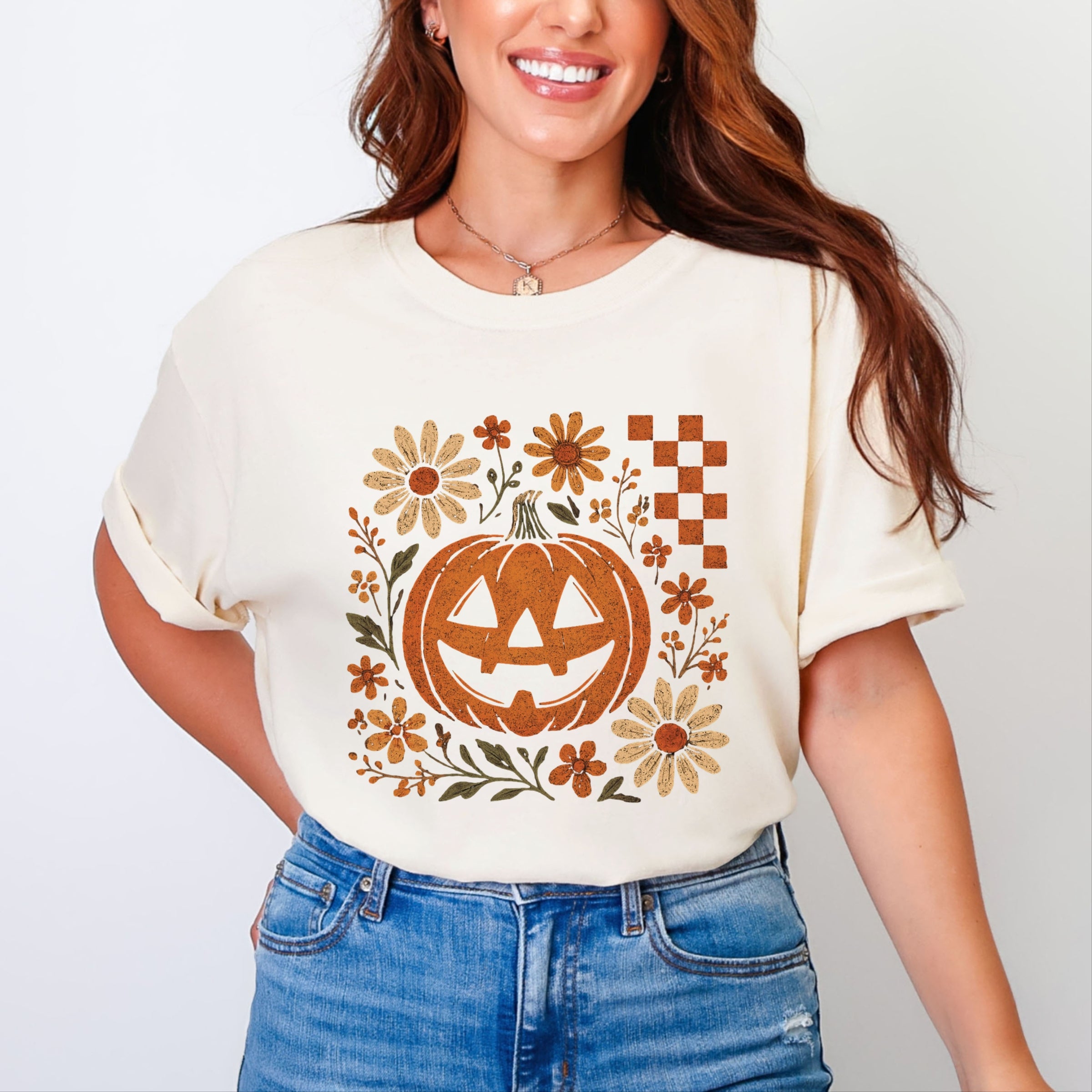 Pumpkin Floral Grunge - Garment Dyed Tee