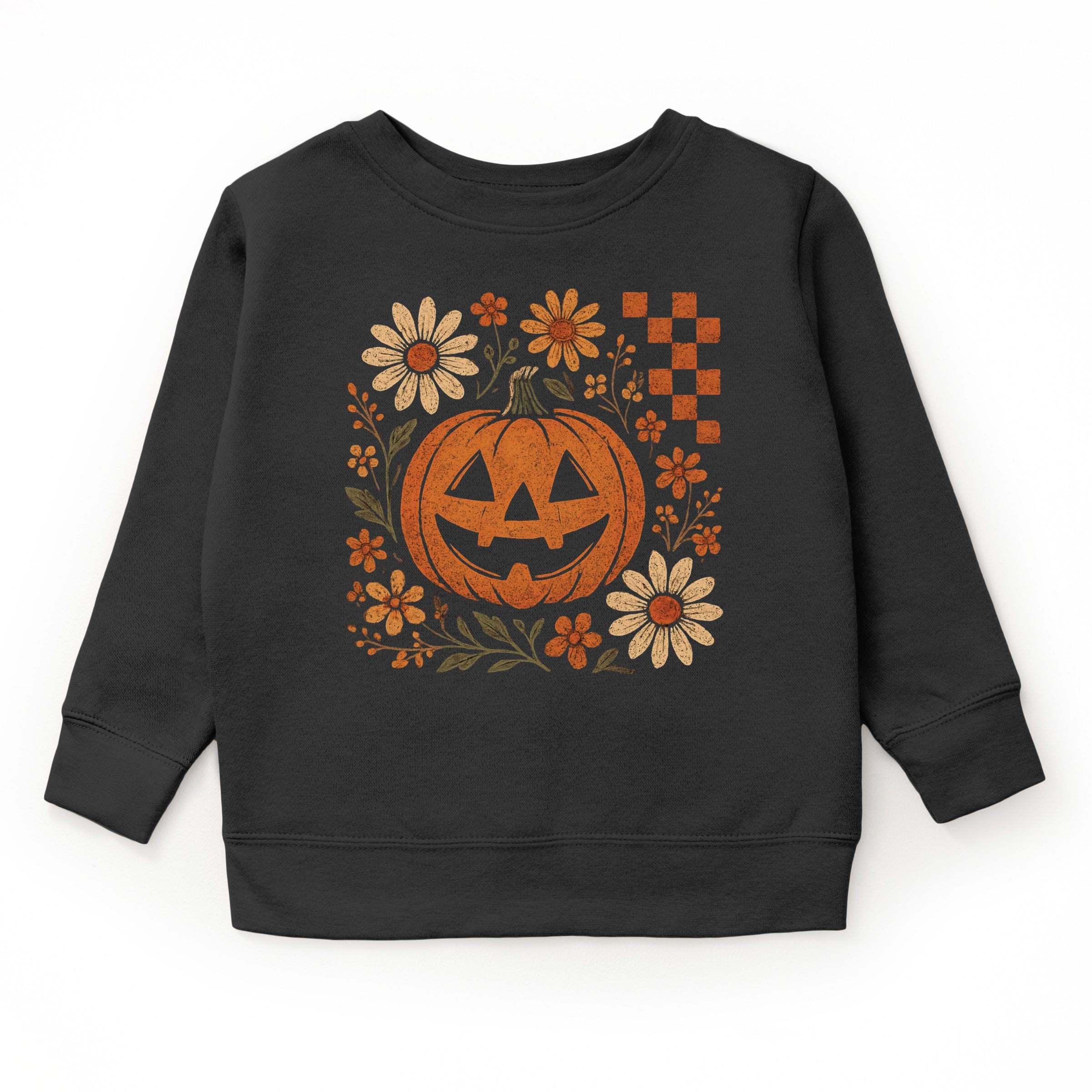 Pumpkin Floral Grunge - Toddler Graphic Sweatshirt and Youth Graphic Sweatshirt