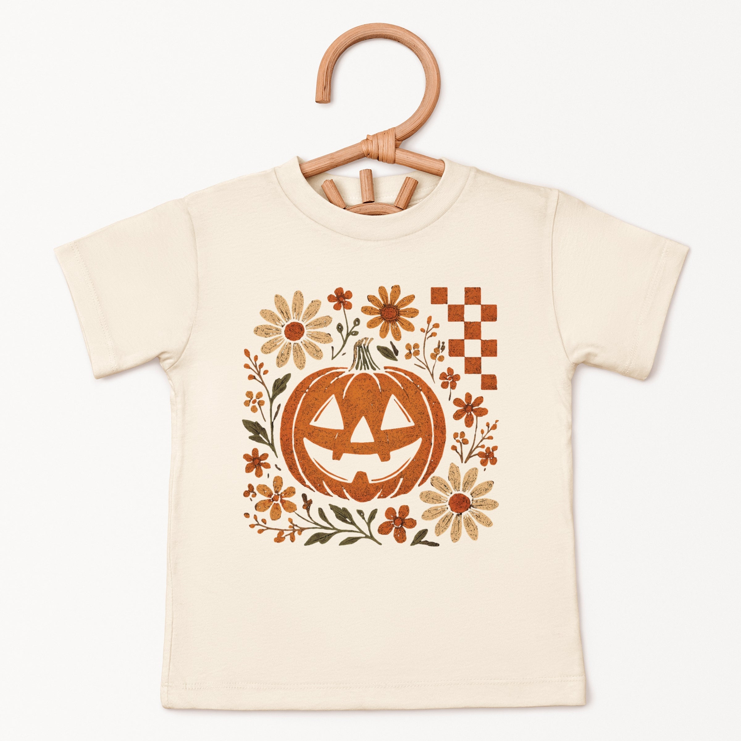 Pumpkin Floral Grunge - Youth Short Sleeve Graphic T-Shirt and Toddler Short Sleeve Graphic T-Shirt
