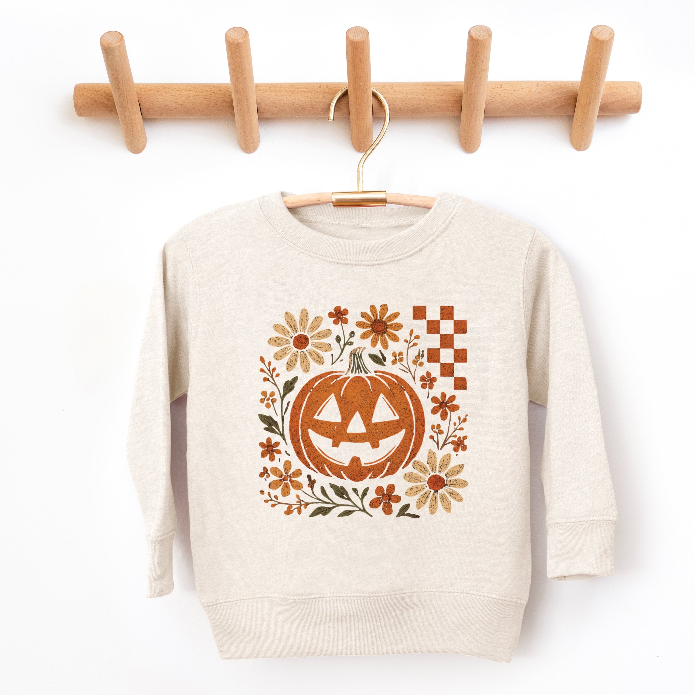 Pumpkin Floral Grunge - Toddler Graphic Sweatshirt and Youth Graphic Sweatshirt