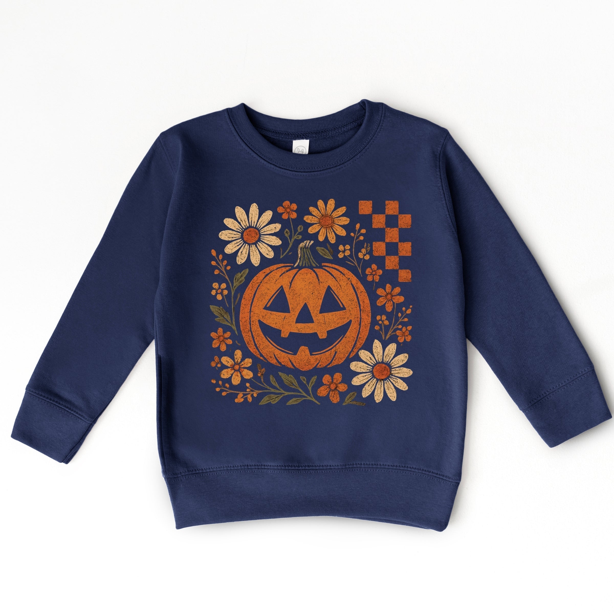 Pumpkin Floral Grunge - Toddler Graphic Sweatshirt and Youth Graphic Sweatshirt