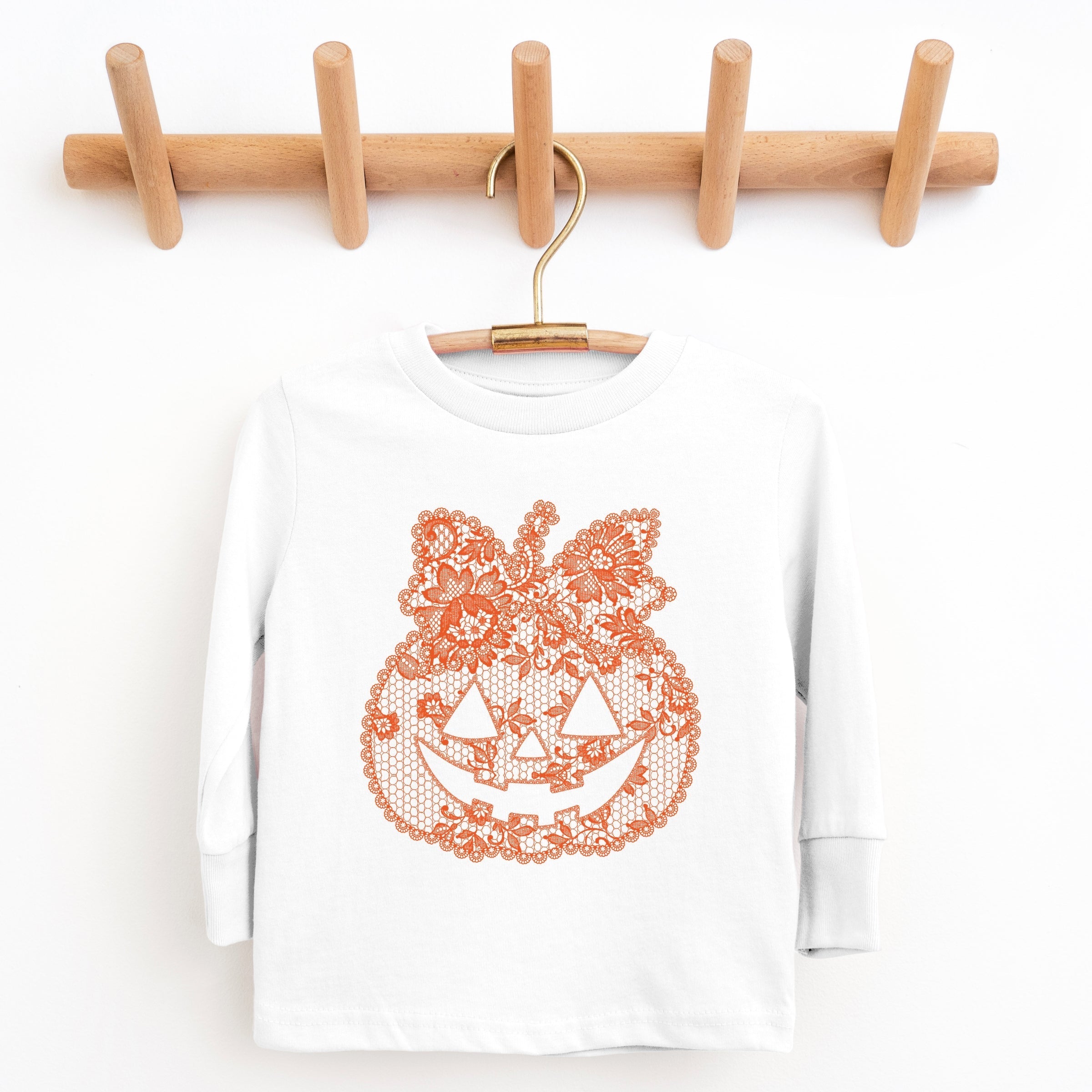 Pumpkin Doily Coquette - Youth Long Sleeve Graphic T-Shirt and Toddler Long Sleeve Graphic Tee