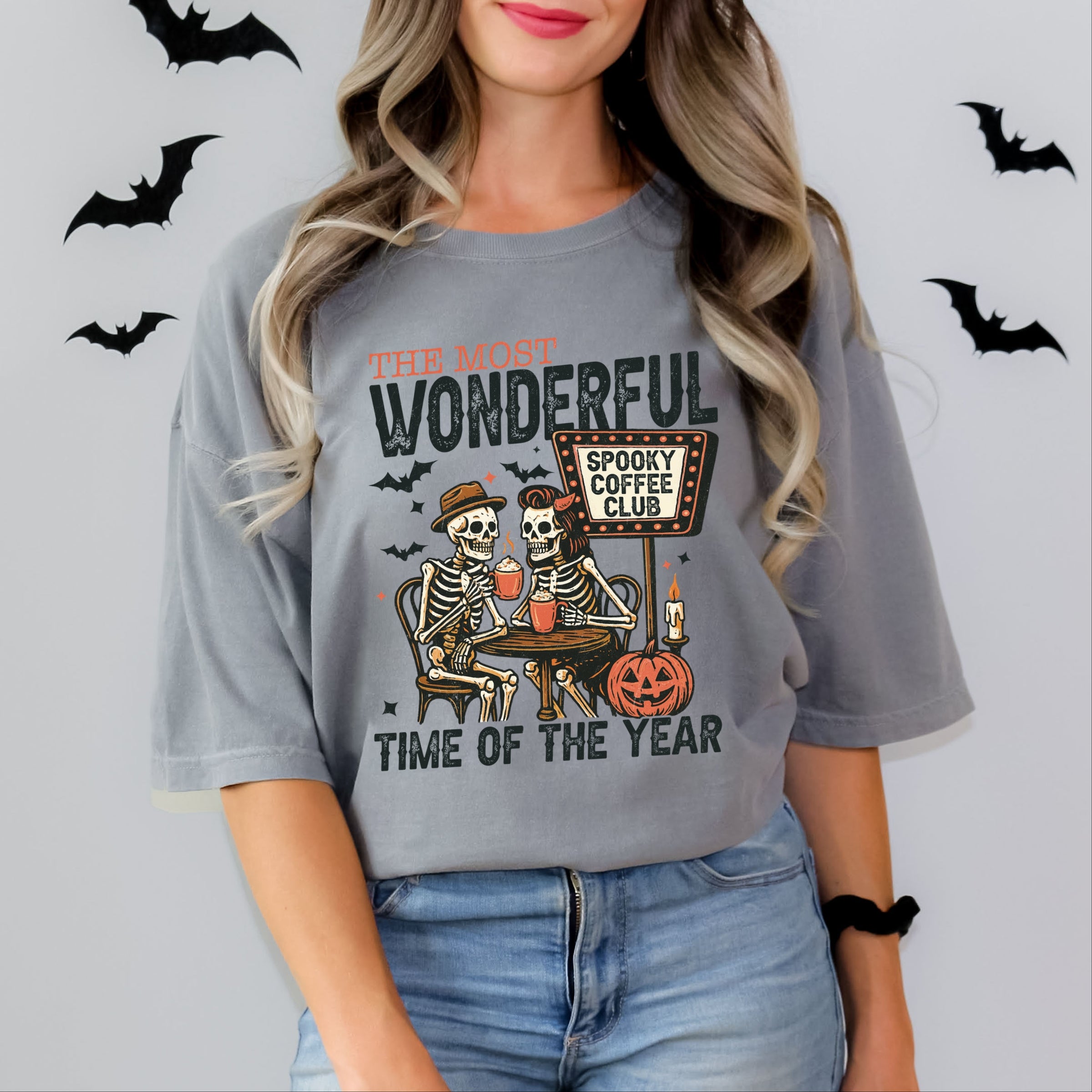 Halloween Wonderful Time of the Year Skeletons - Garment Dyed Tee
