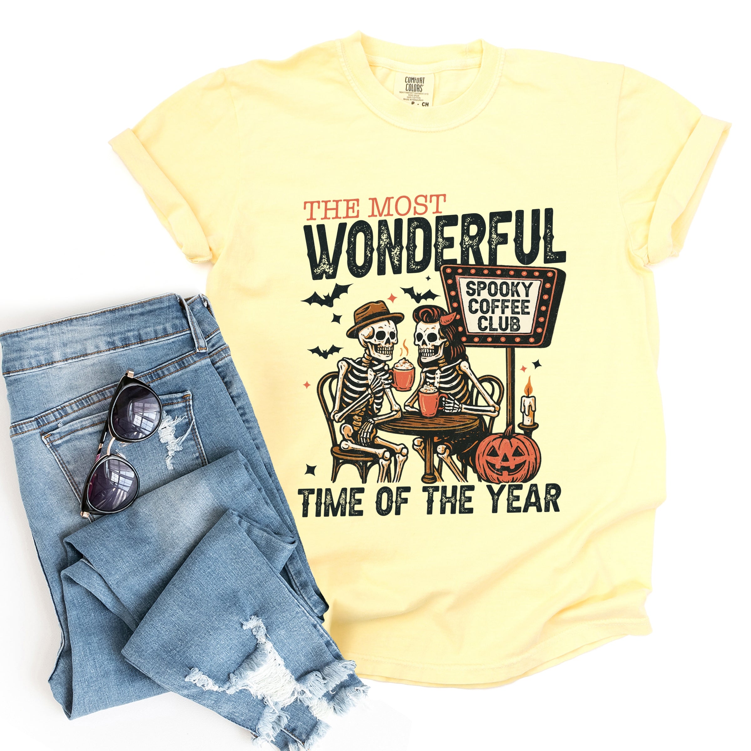 Halloween Wonderful Time of the Year Skeletons - Garment Dyed Tee