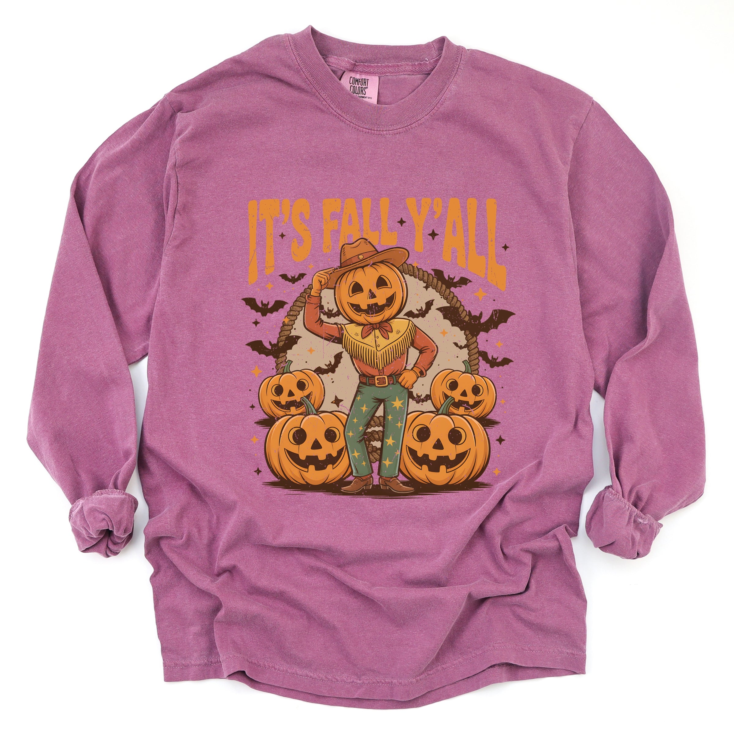 It's Fall Y'all Pumpkin Cowboy - Garment Dyed Long Sleeve