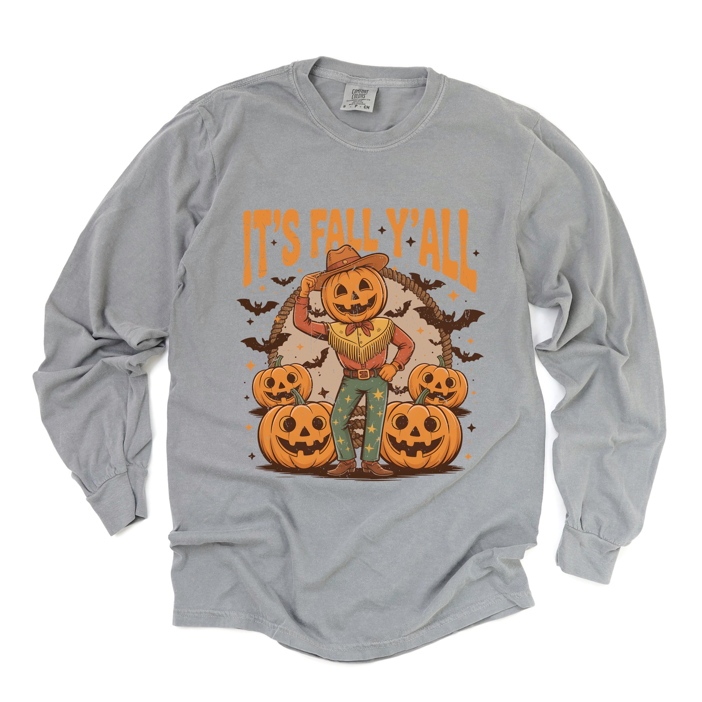 It's Fall Y'all Pumpkin Cowboy - Garment Dyed Long Sleeve