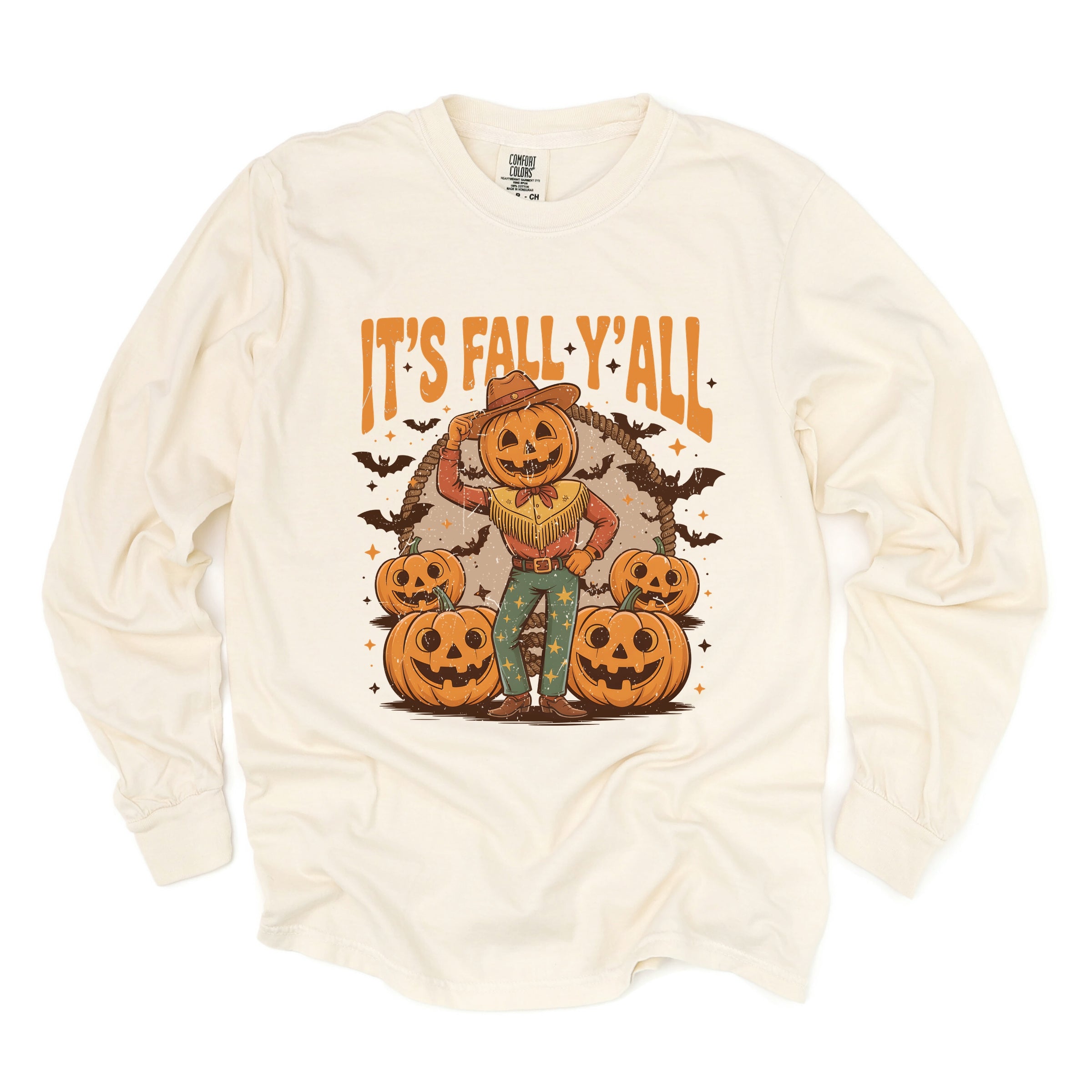 It's Fall Y'all Pumpkin Cowboy - Garment Dyed Long Sleeve