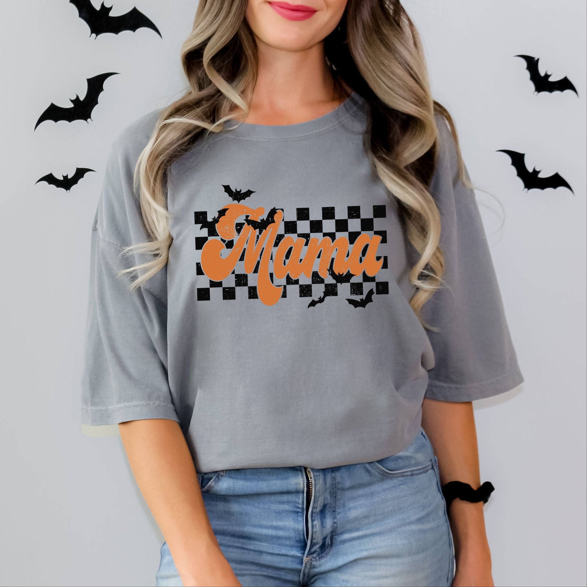 Mama Checkered Bats - Garment Dyed Tee