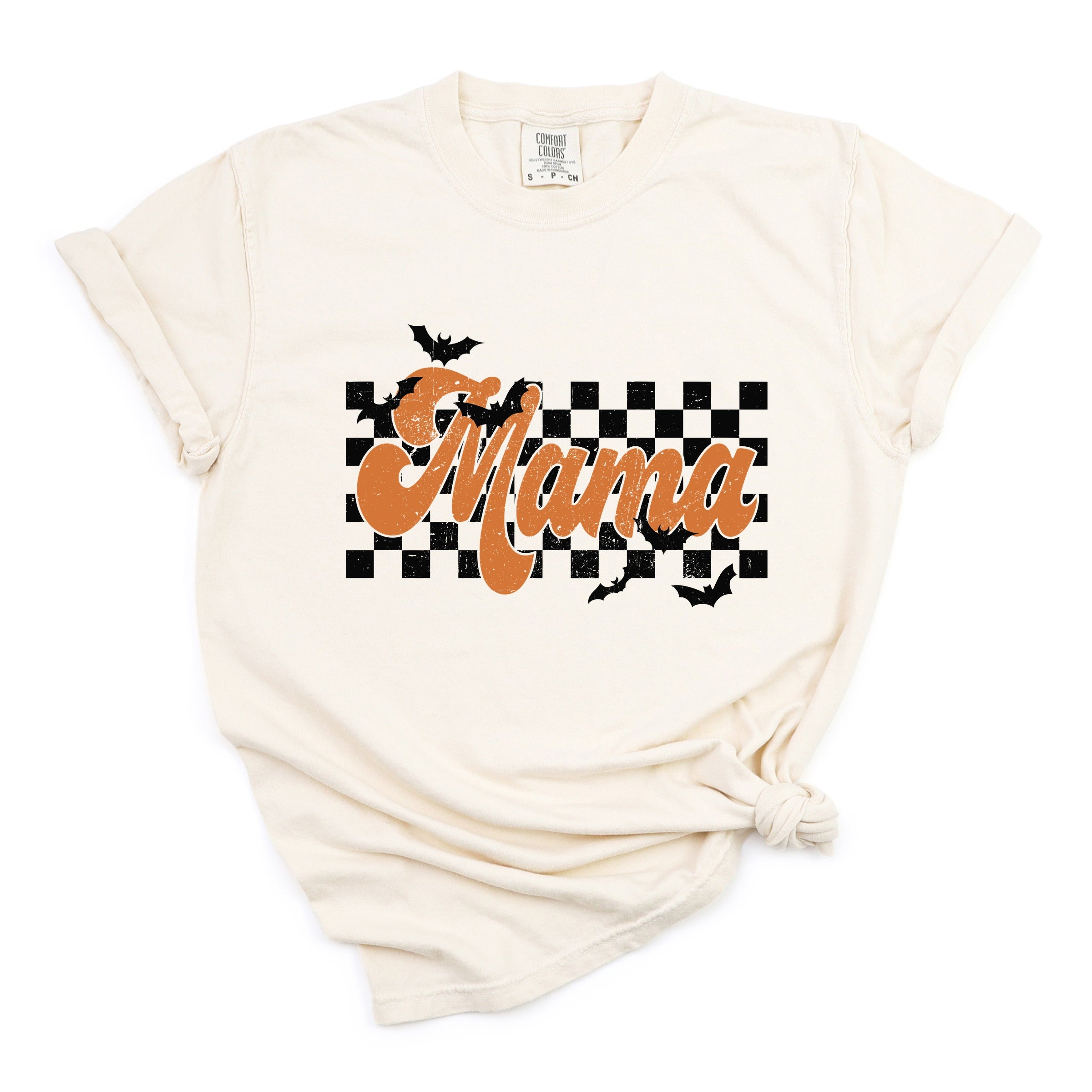 Mama Checkered Bats - Garment Dyed Tee