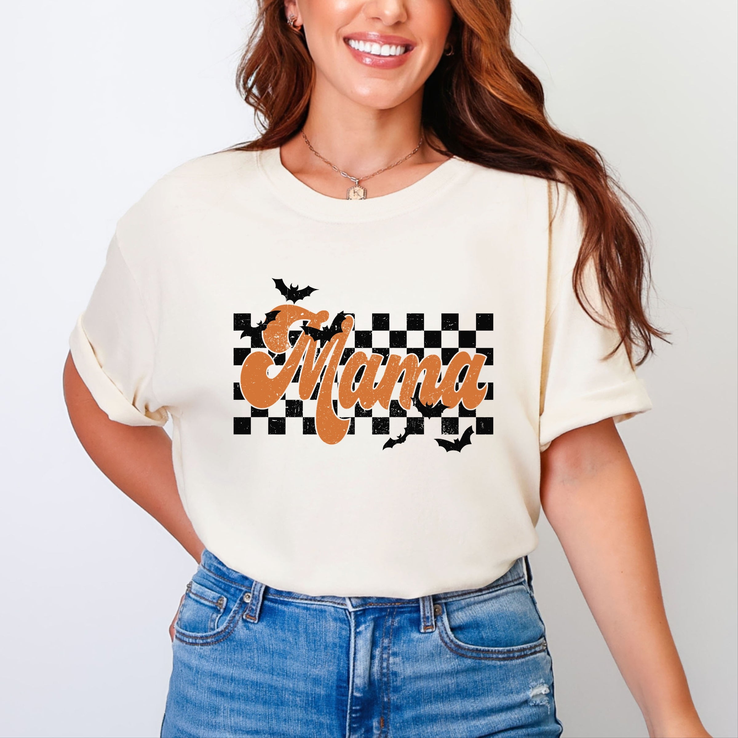 Mama Checkered Bats - Garment Dyed Tee
