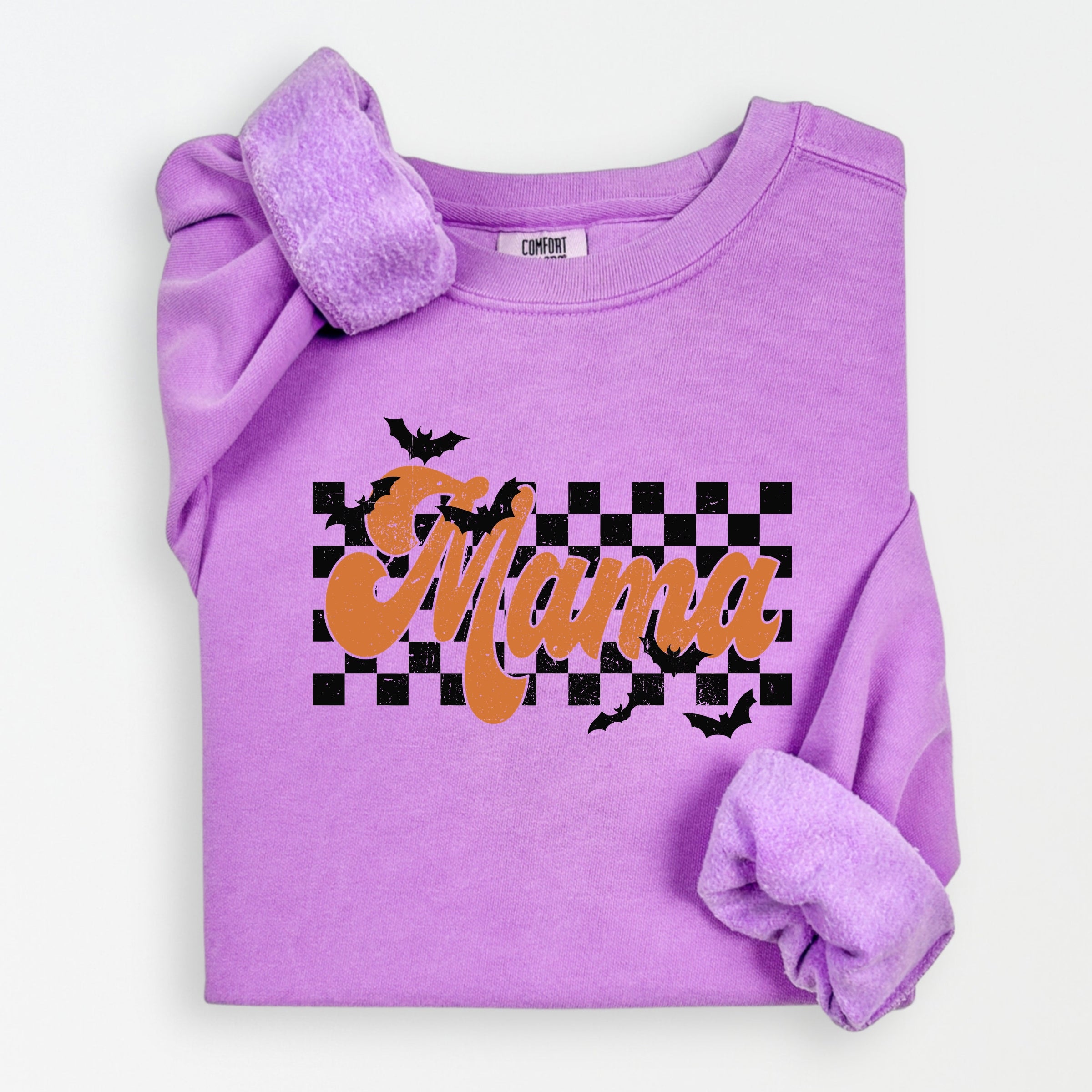 Mama Checkered Bats - Lightweight Garment Dyed Sweatshirt