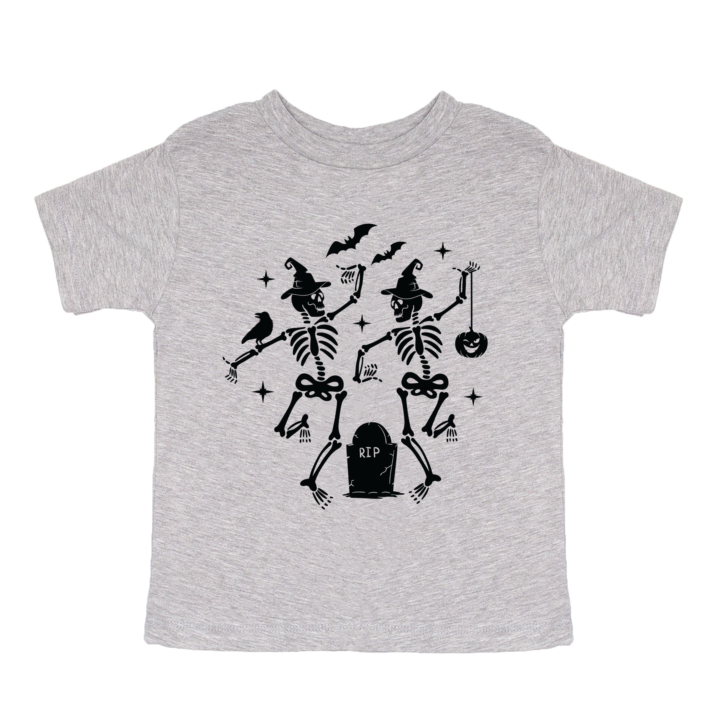 Two Skeletons Dancing Grave - Youth Short Sleeve Graphic T-Shirt and Toddler Short Sleeve Graphic T-Shirt