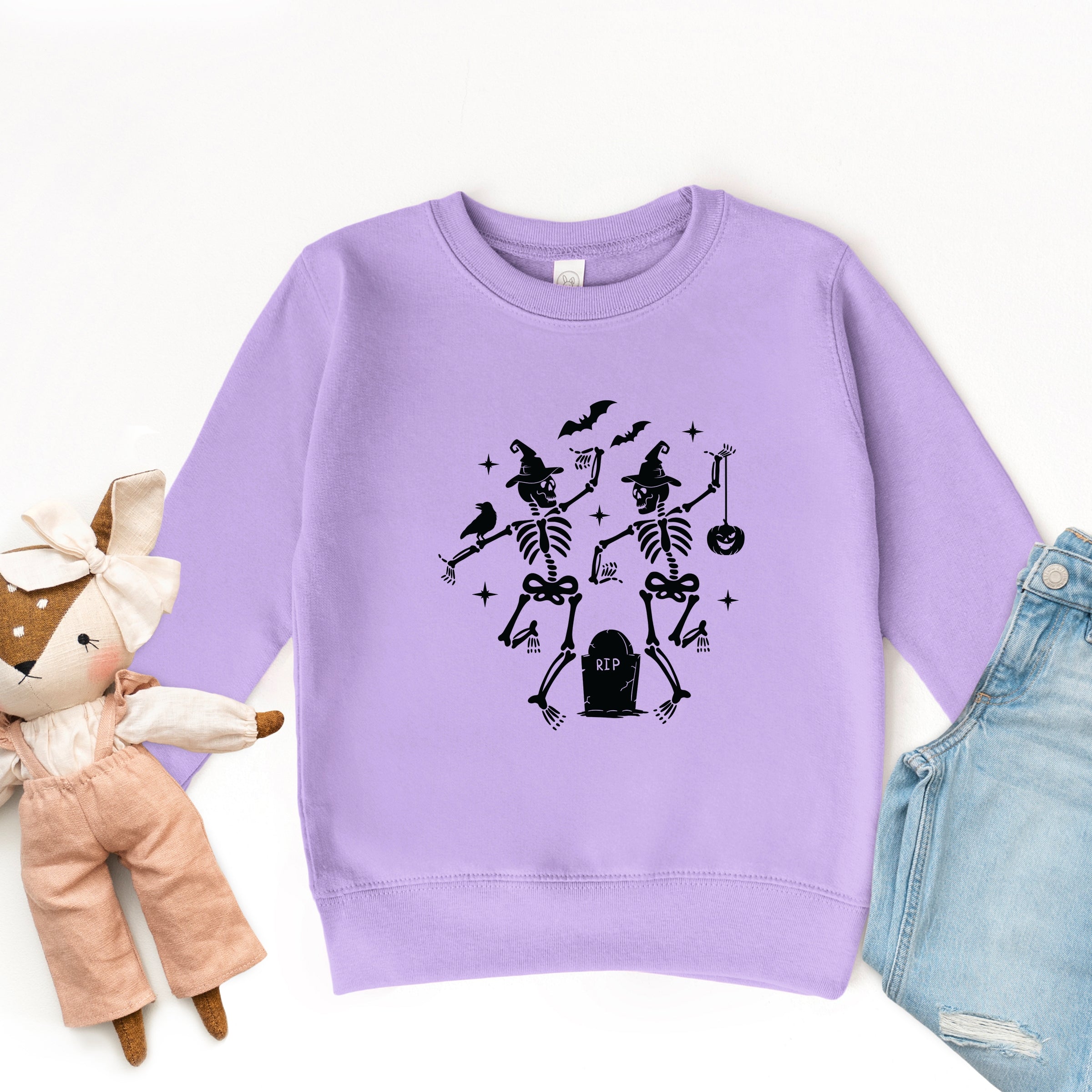 Two Skeletons Dancing Grave - Toddler Graphic Sweatshirt and Youth Graphic Sweatshirt