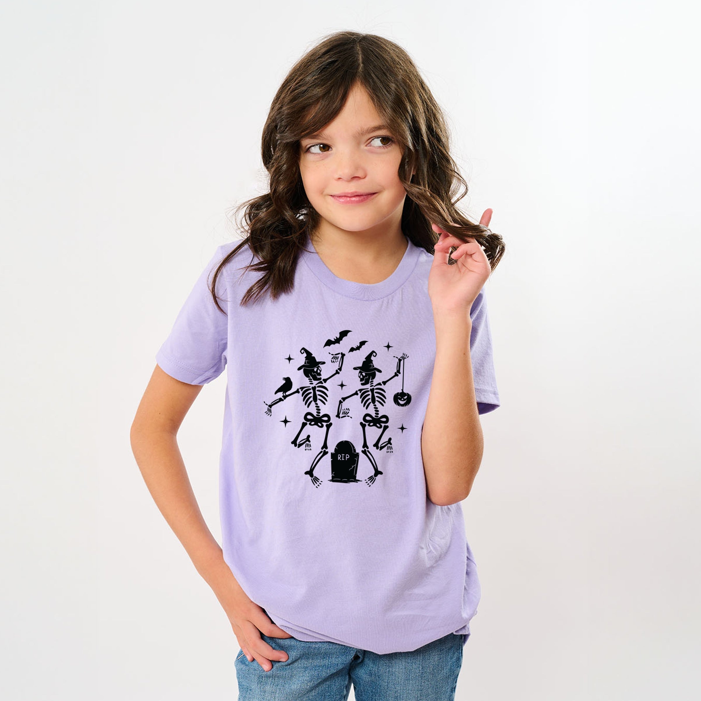 Two Skeletons Dancing Grave - Youth Short Sleeve Graphic T-Shirt and Toddler Short Sleeve Graphic T-Shirt