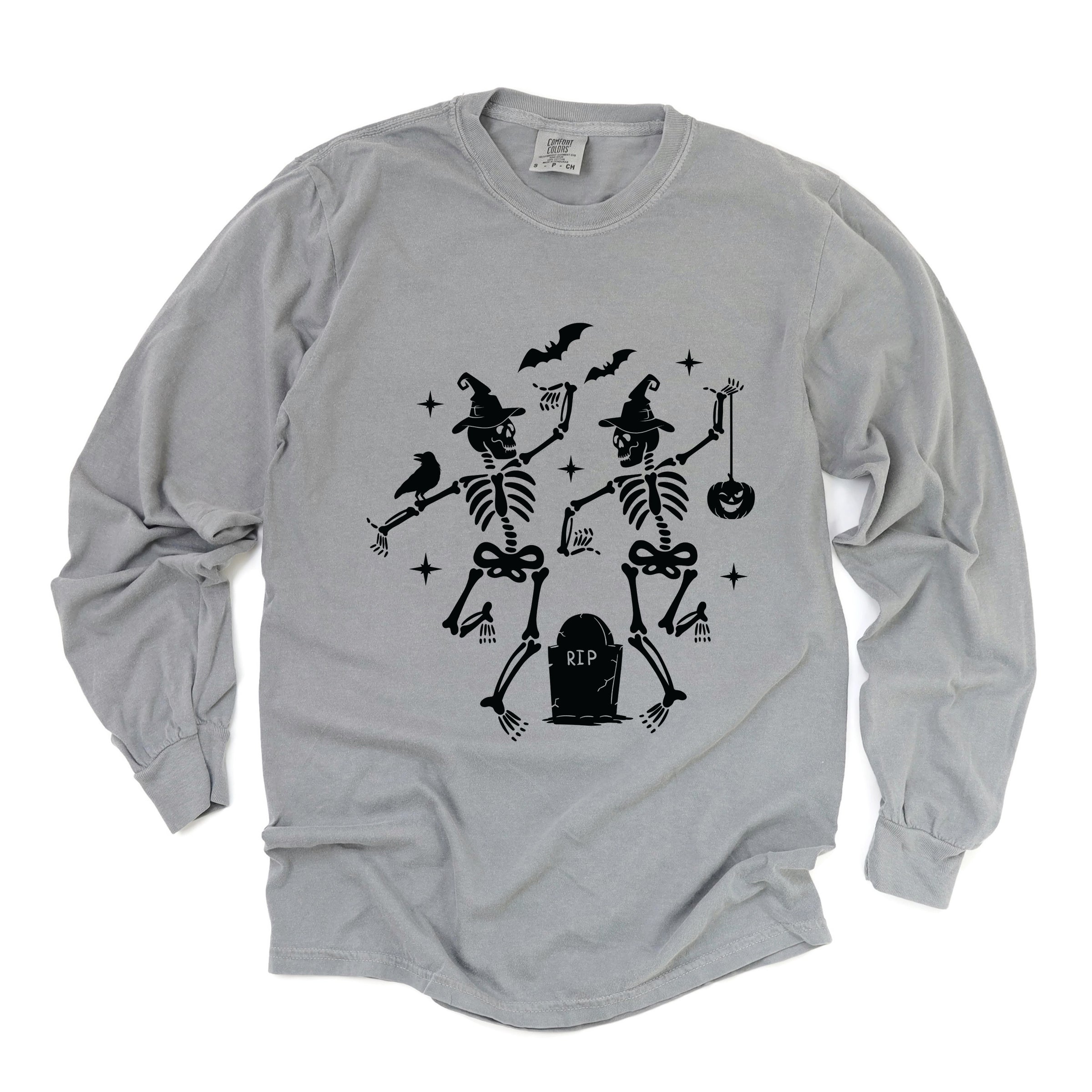 Two Skeletons Dancing Grave - Garment Dyed Long Sleeve