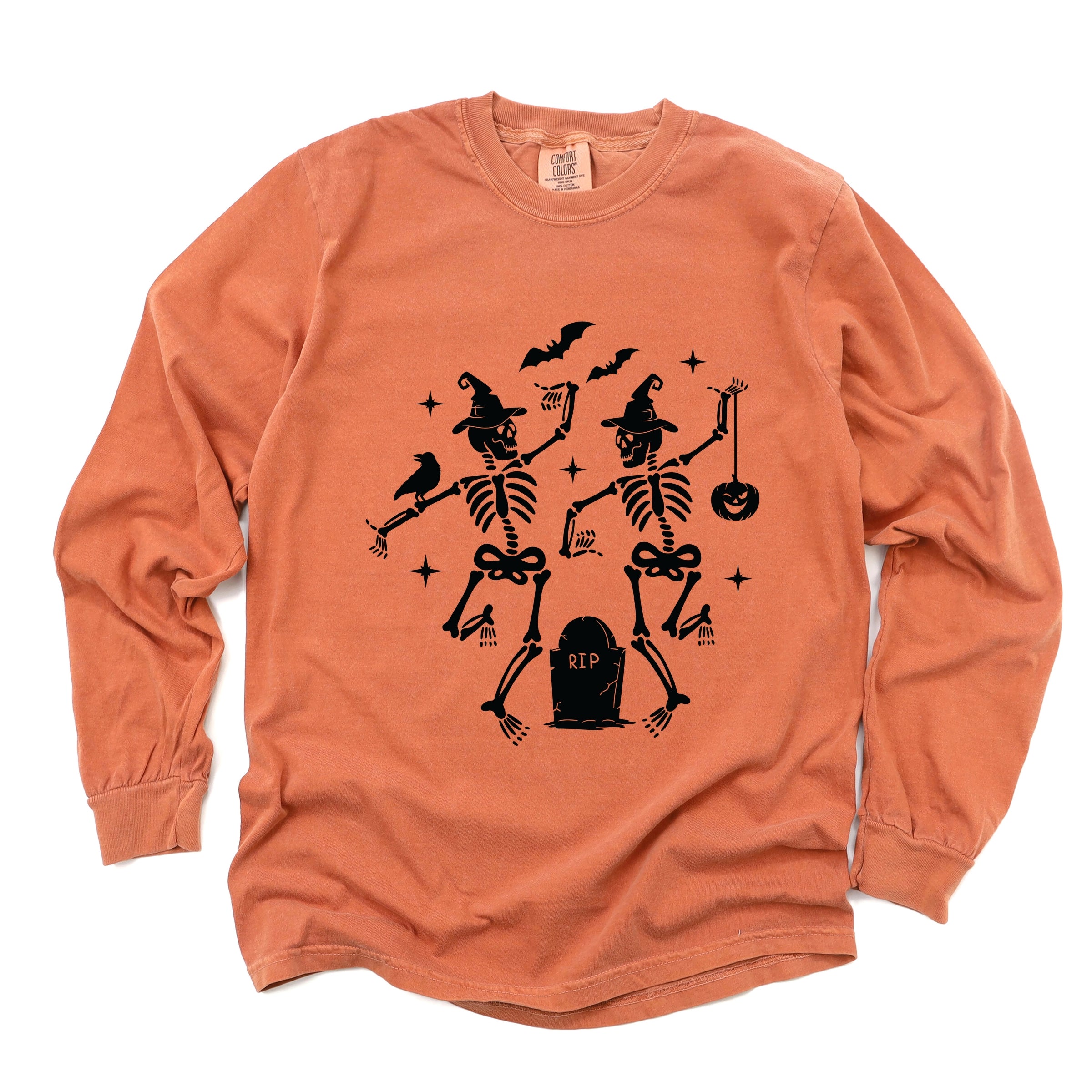 Two Skeletons Dancing Grave - Garment Dyed Long Sleeve