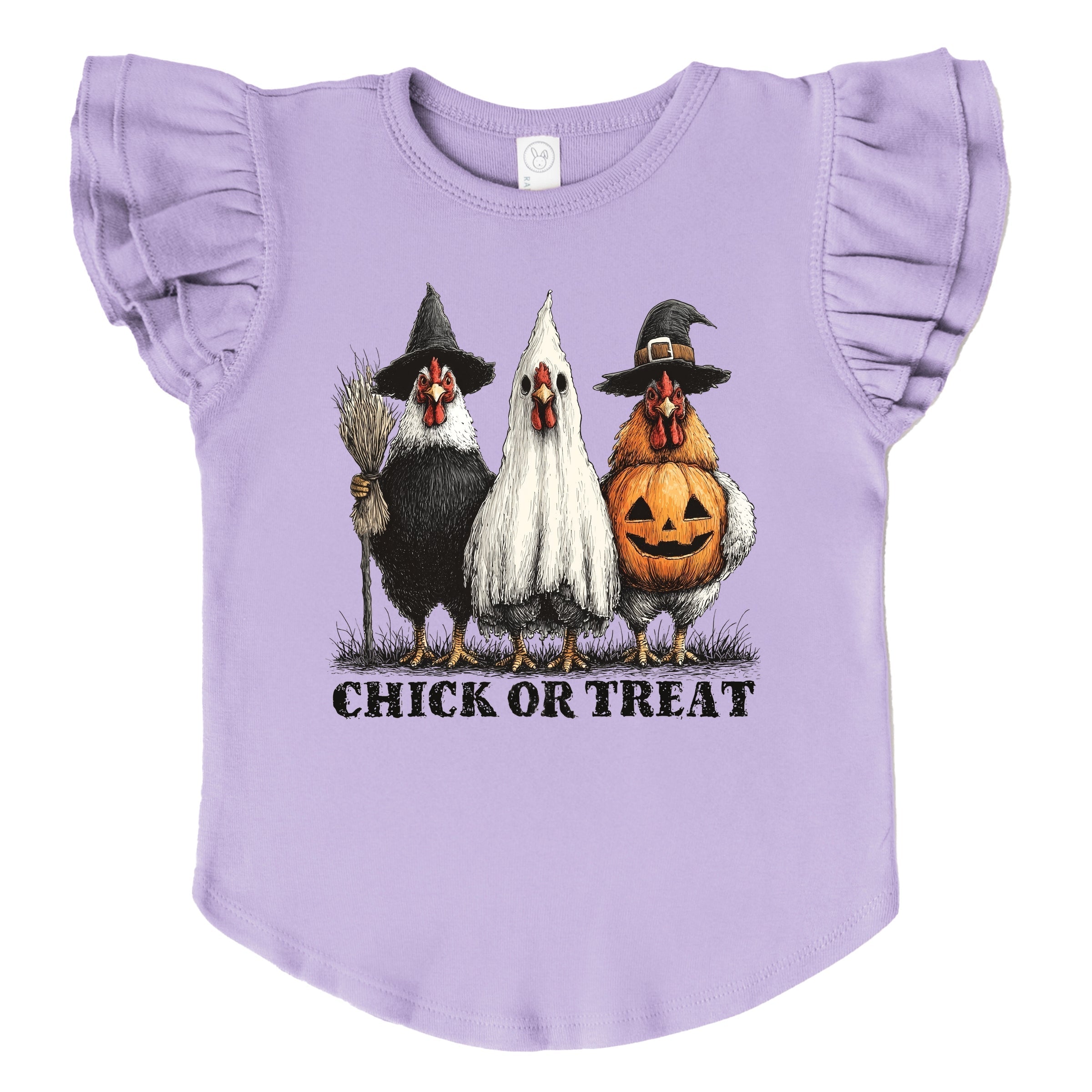 Chick or Treat Halloween Chickens - Flutter Sleeve Graphic T-Shirt