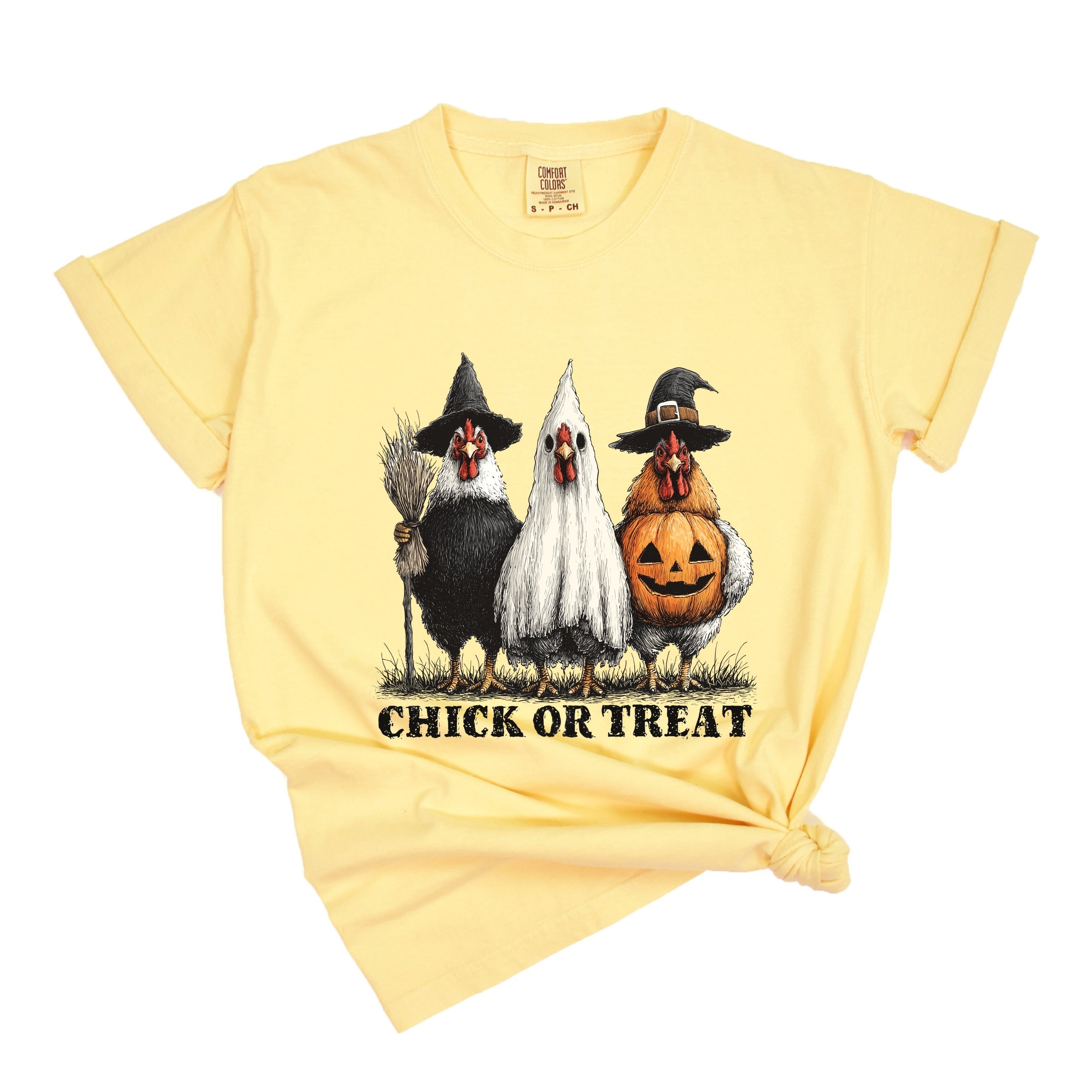 Chick or Treat Halloween Chickens - Garment Dyed Tee