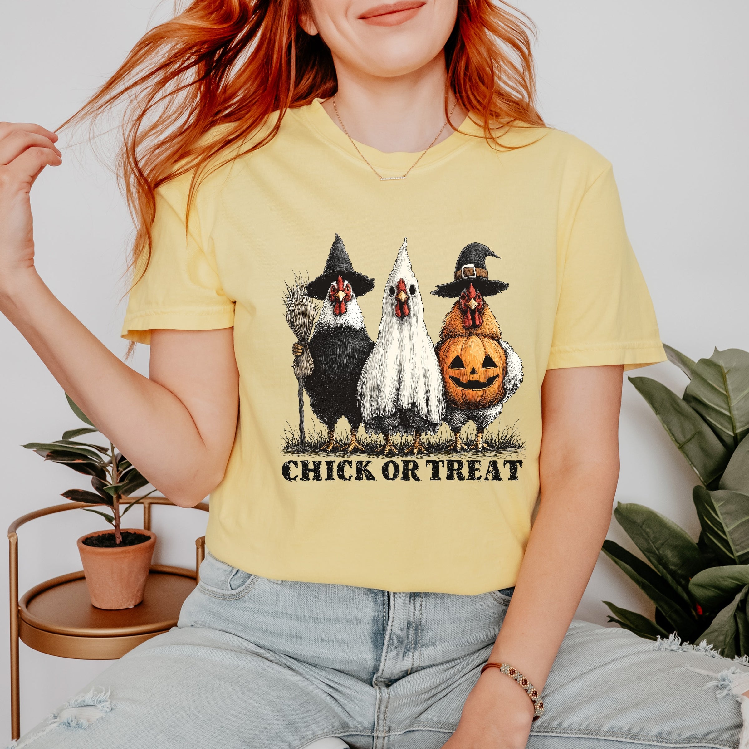 Chick or Treat Halloween Chickens - Garment Dyed Tee