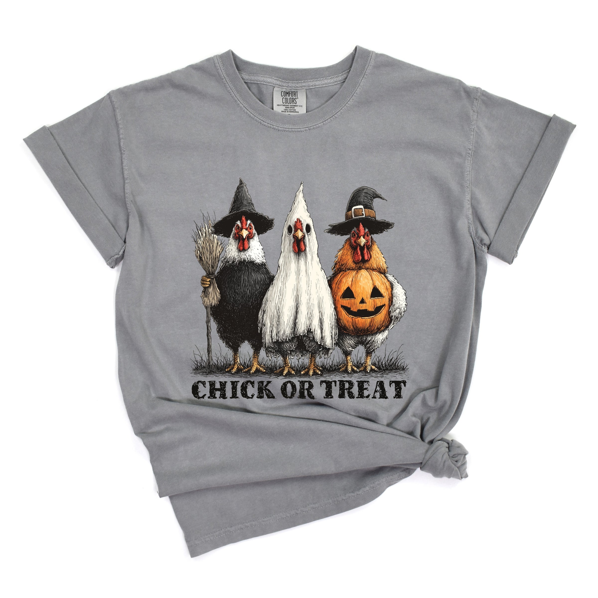 Chick or Treat Halloween Chickens - Garment Dyed Tee
