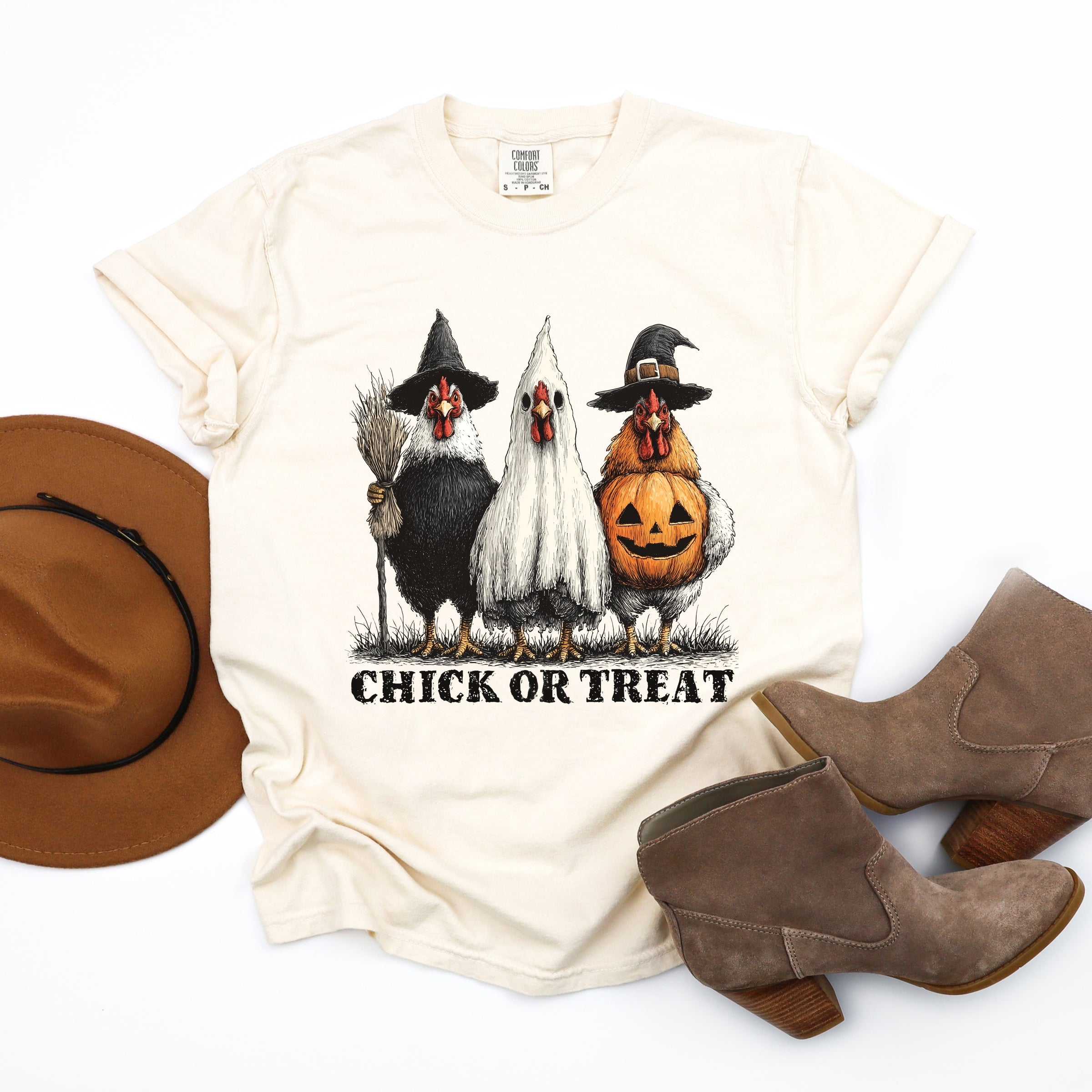 Chick or Treat Halloween Chickens - Garment Dyed Tee