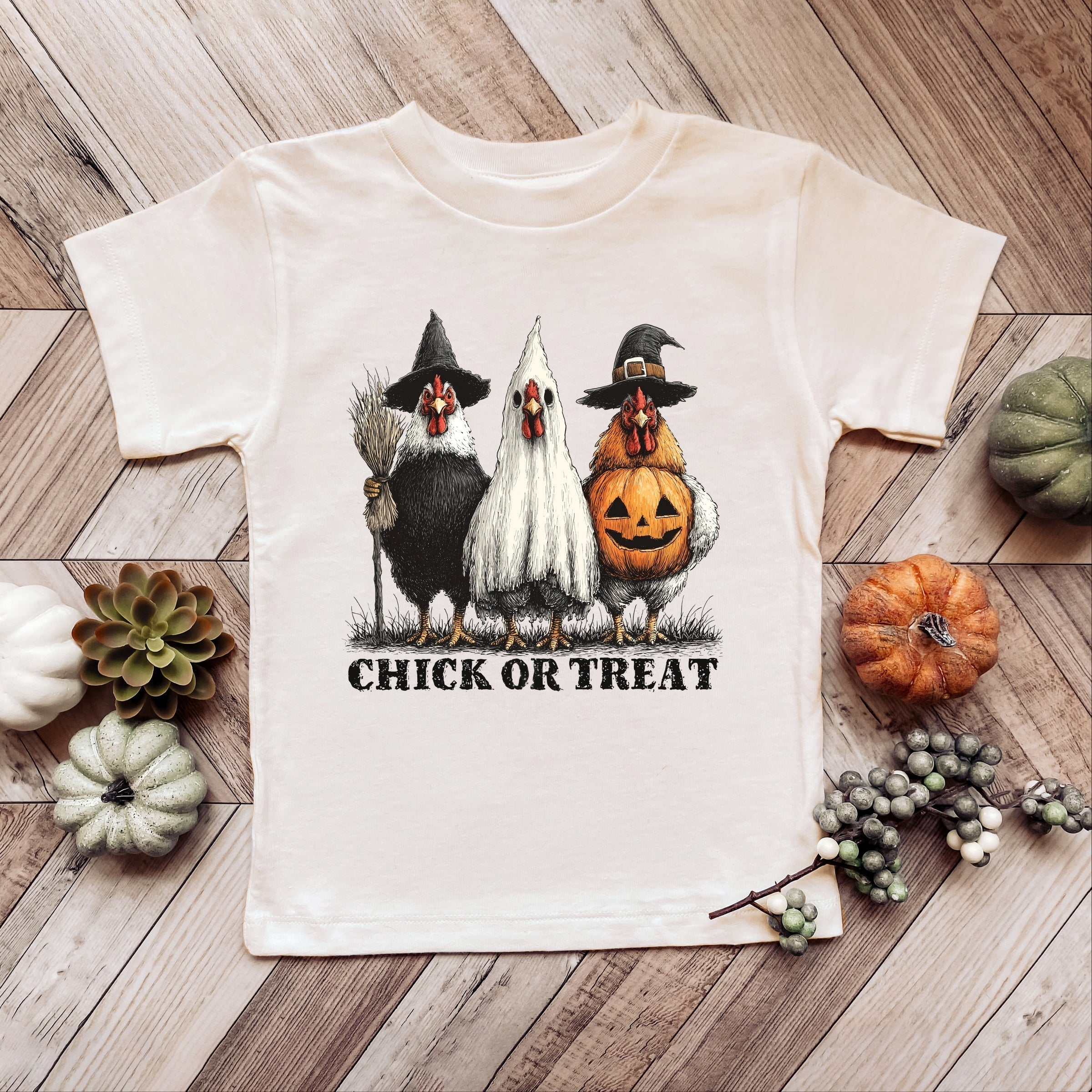 Chick or Treat Halloween Chickens - Youth Short Sleeve Graphic T-Shirt and Toddler Short Sleeve Graphic T-Shirt