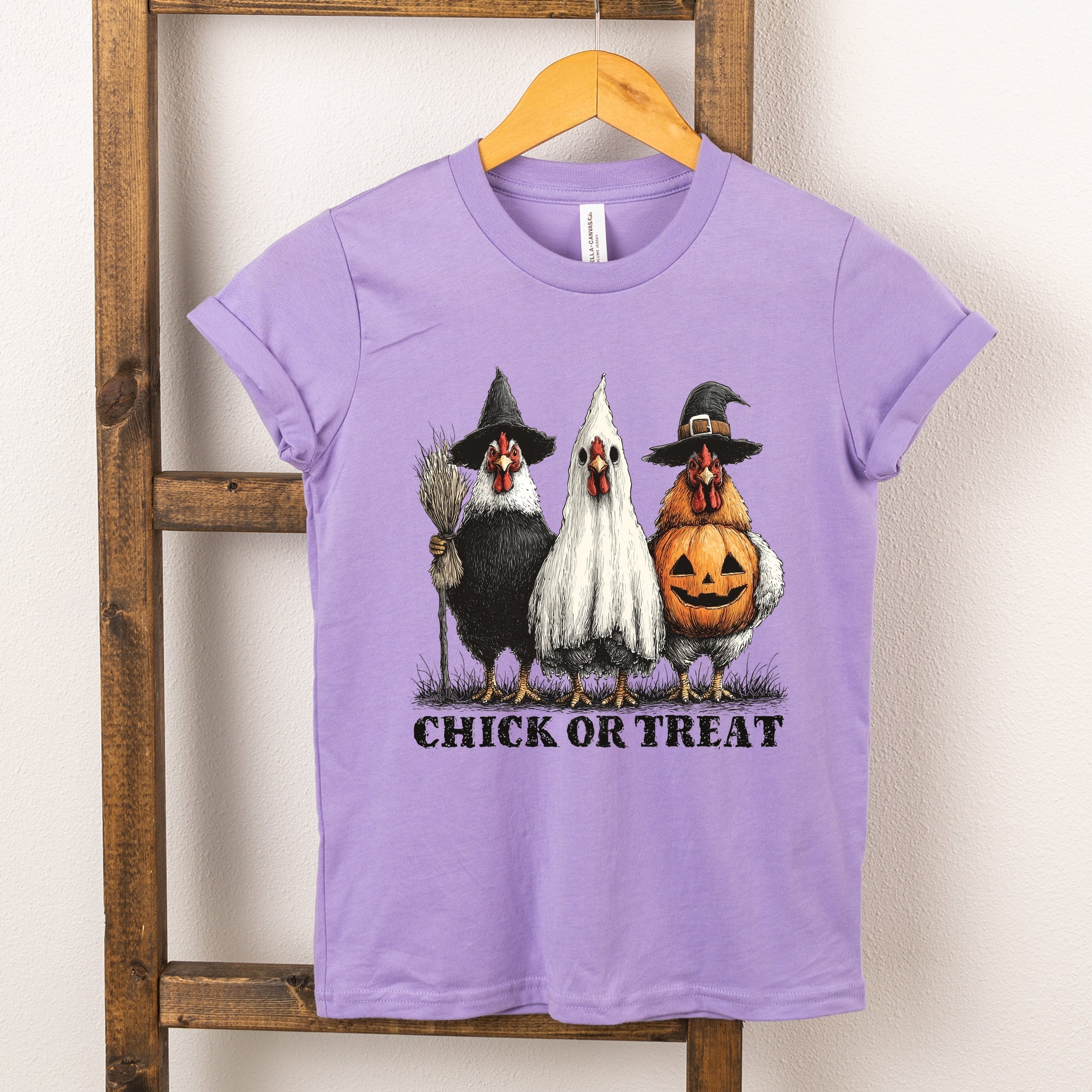 Chick or Treat Halloween Chickens - Youth Short Sleeve Graphic T-Shirt and Toddler Short Sleeve Graphic T-Shirt
